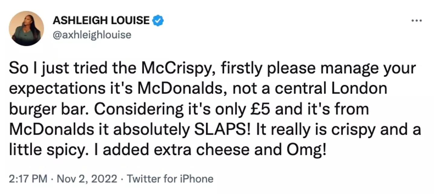 But of course, many are huge fans of the new McCrispy burger.
