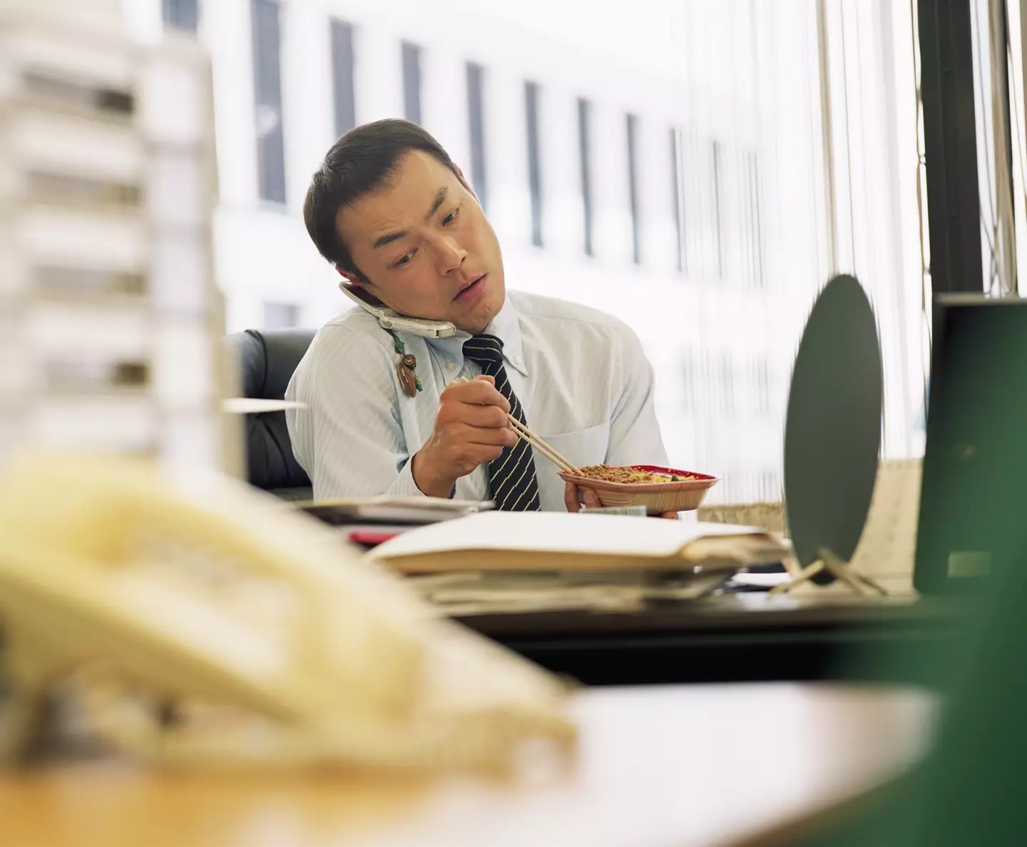 Get off your phone, man. It's your lunch break.