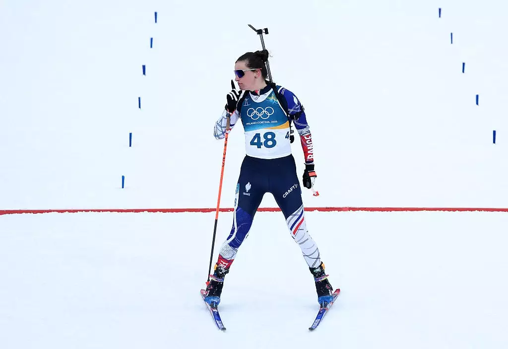 Julia Simon ruffled feathers with her gesture after winning gold (Photo by Michael Steele/Getty Images)