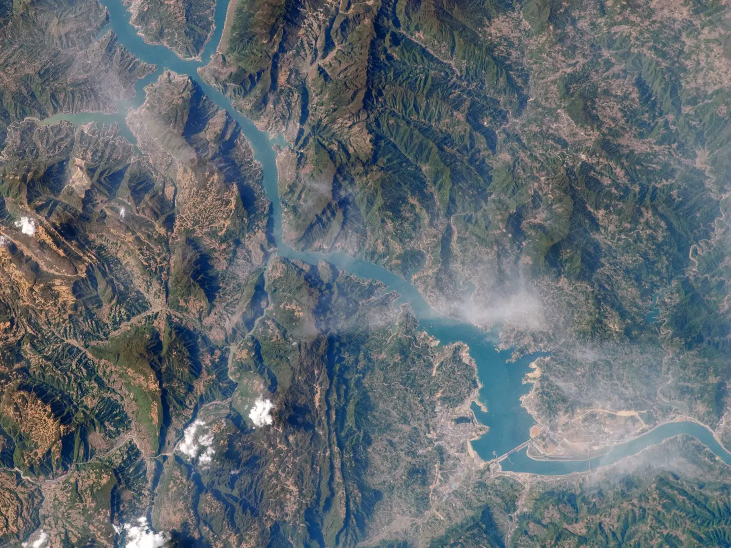 The dam and river from above (NASA)