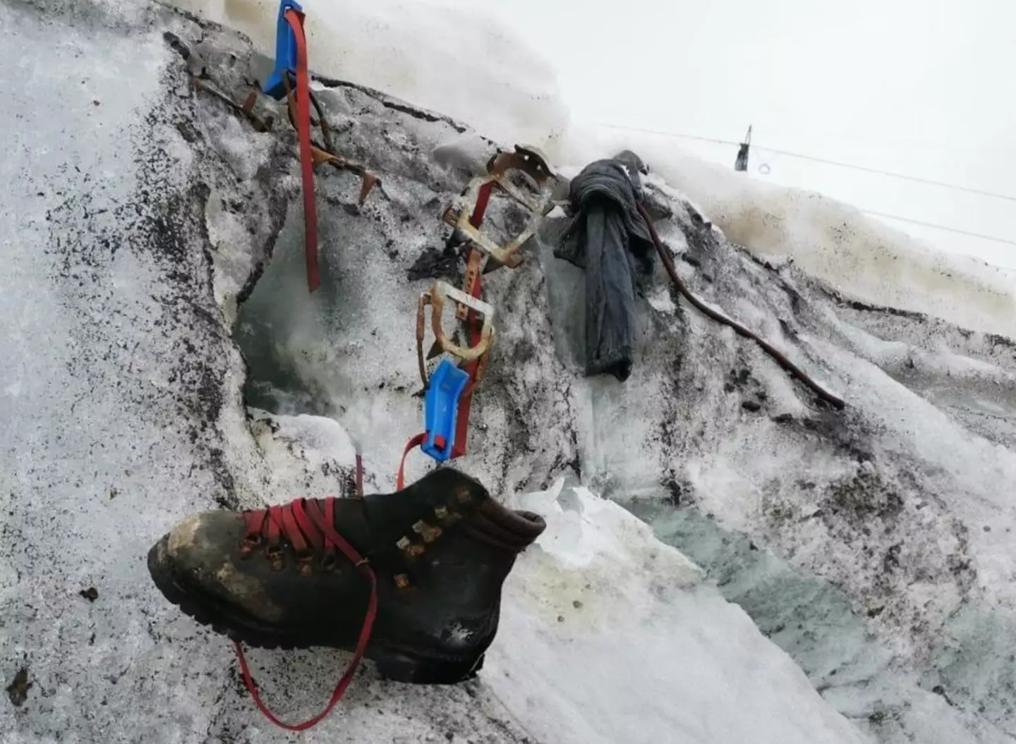 Police shared an eerie picture of the hiker's boot.