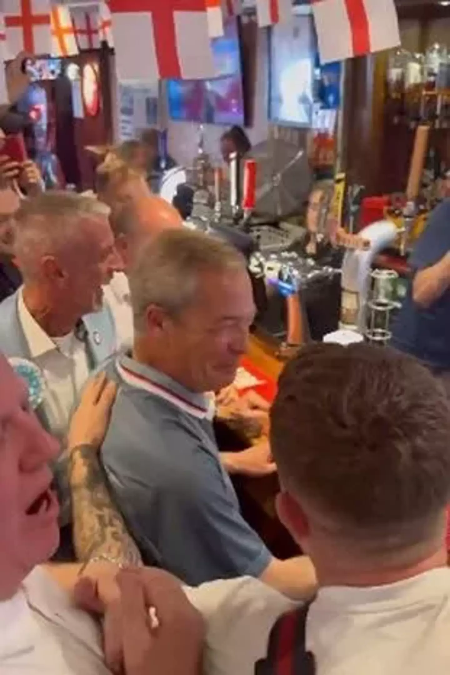 The politician didn't notice Denmark's goal in the 34th minute. (TikTok/@nigel_farage)