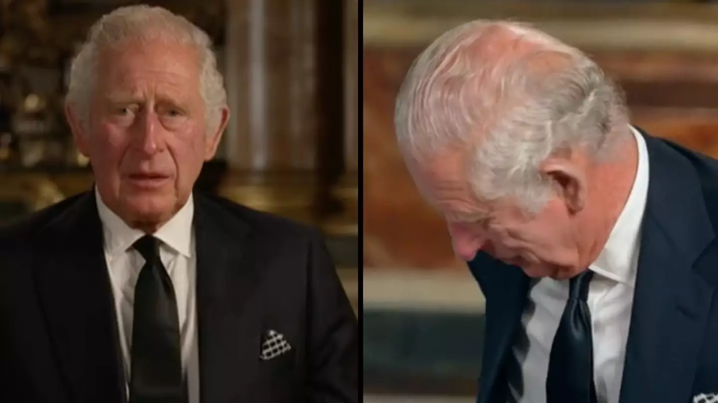 Heartbreaking comment Charles made after delivering emotional first address