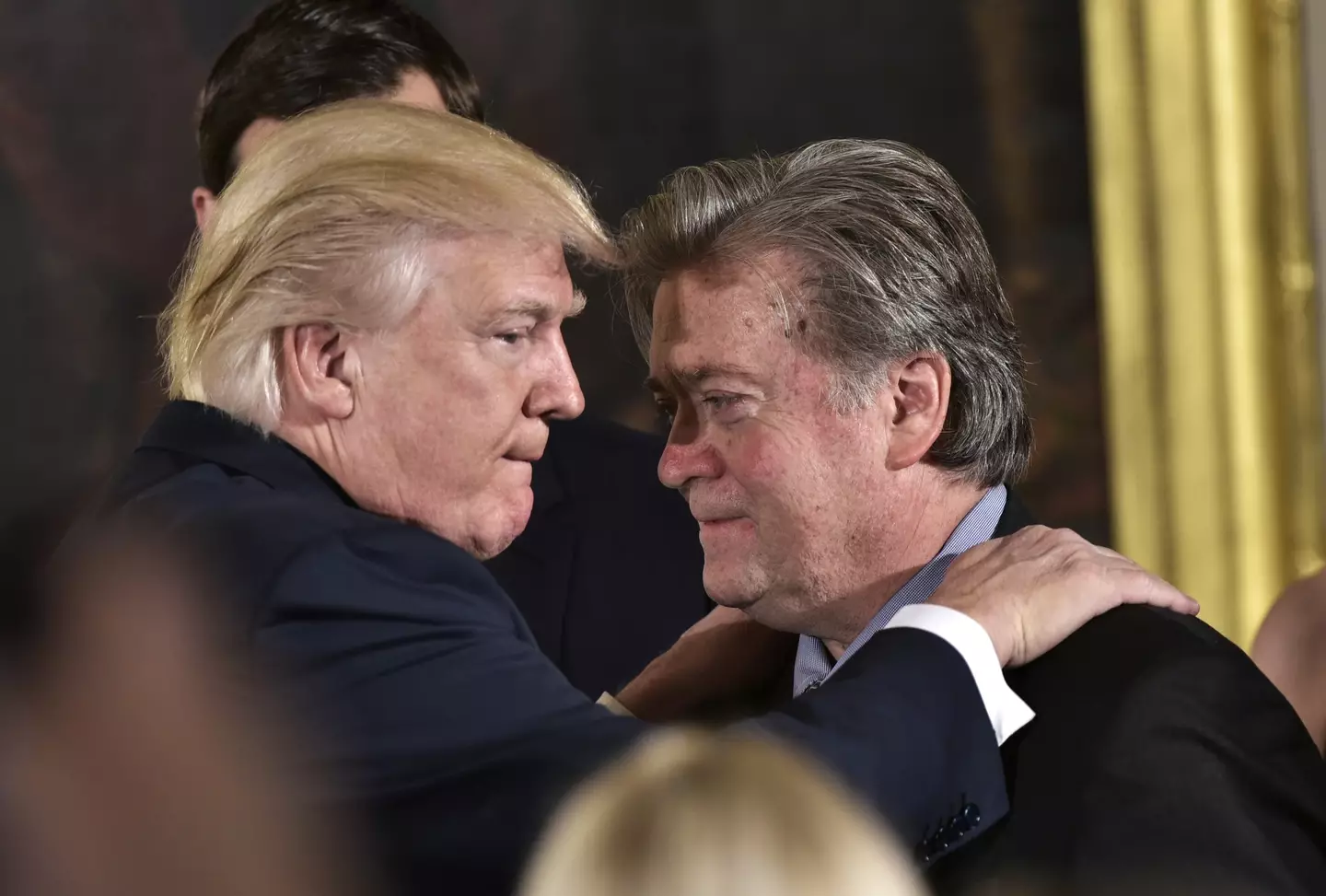 His former advisor Steve Bannon, seen with the President in 2017, believes Trump 2028 will become a reality (MANDEL NGAN/AFP via Getty Images)
