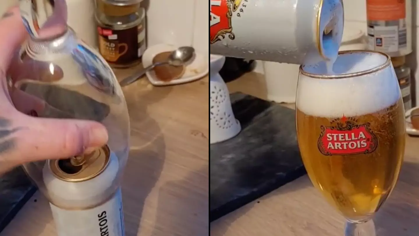 Lad shows off unusual method to pour the 'perfect' pint of Stella