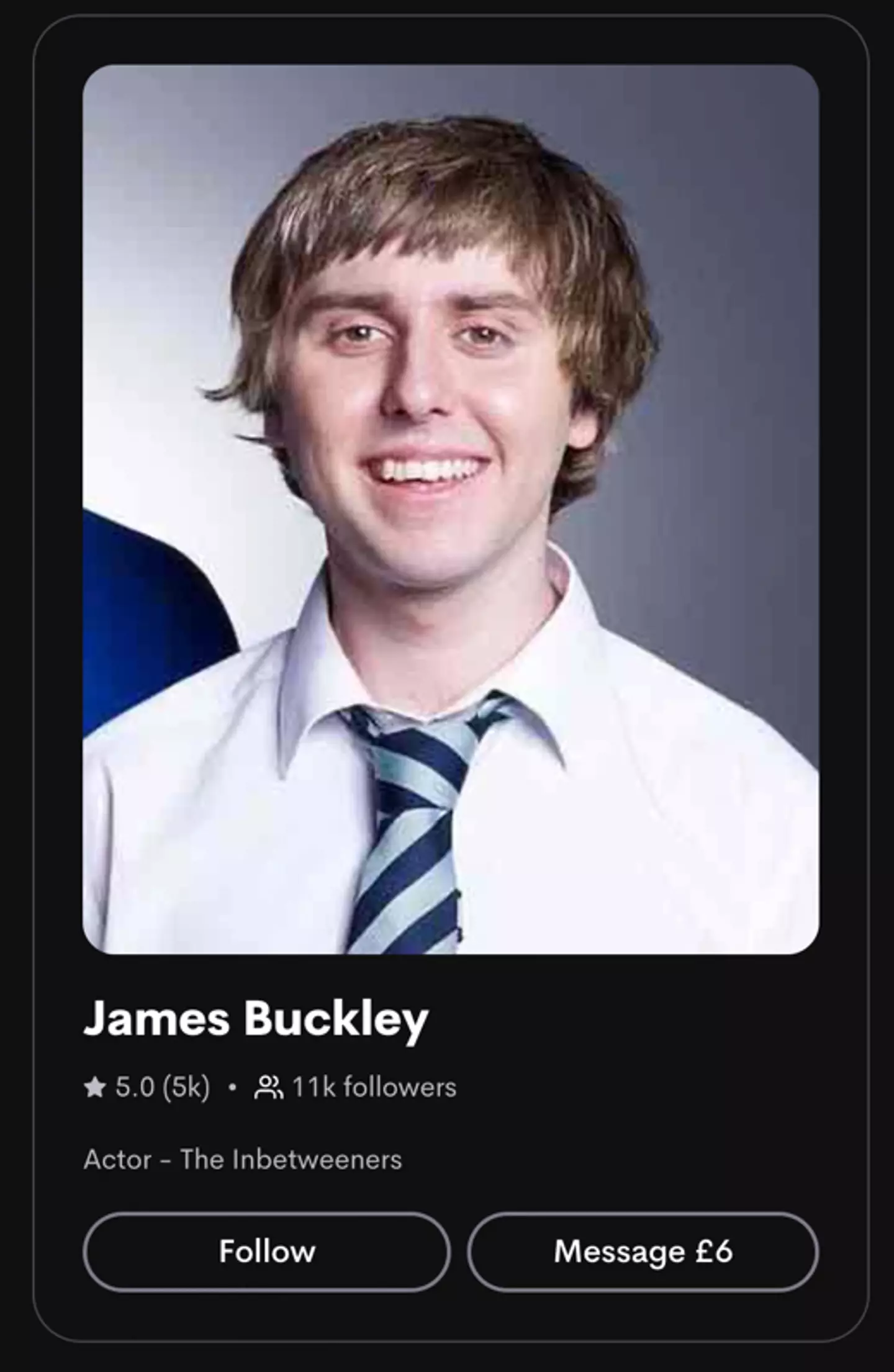 James Buckley played Jay in The Inbetweeners.