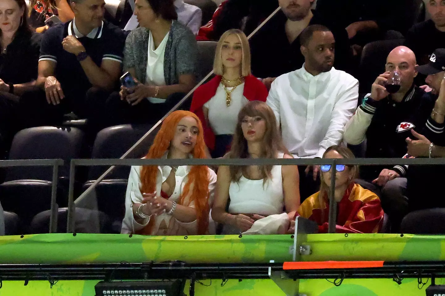 Taylor Swift was joined with rapper Ice Spice and friend Ashley Avignone (Jamie Squire/Getty Images)