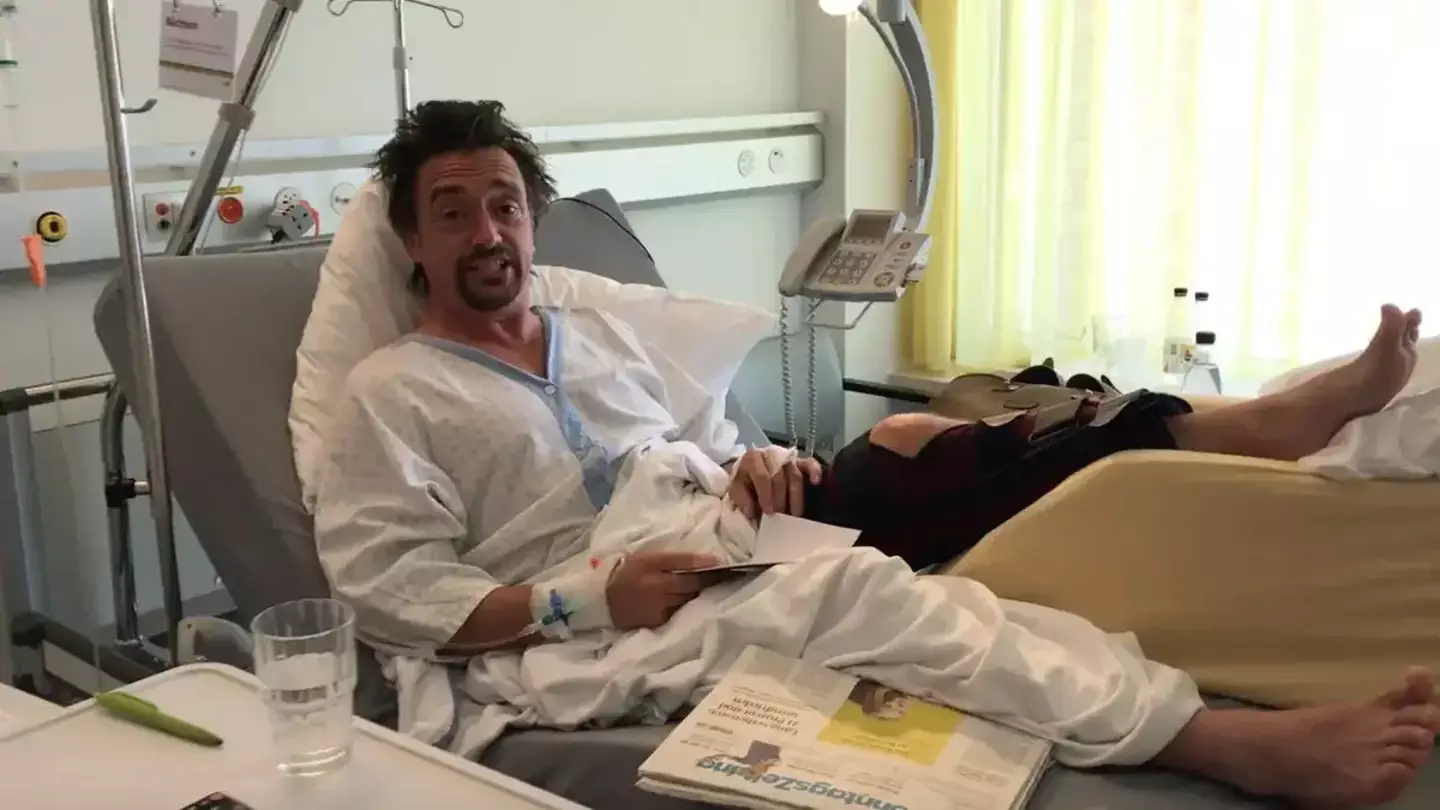 The TV presenter in hospital following his second serious accident.