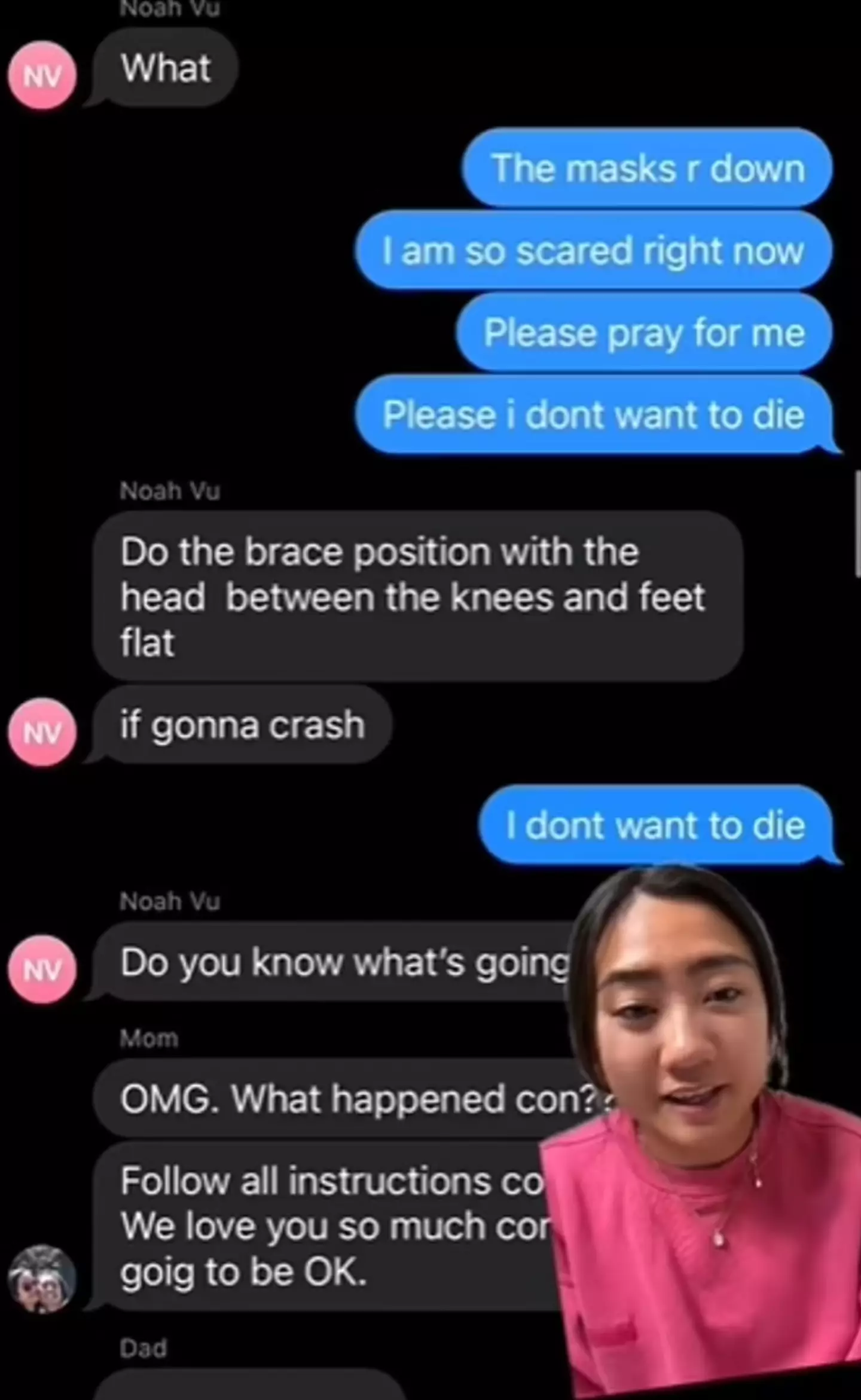 She sent texts out to her family.