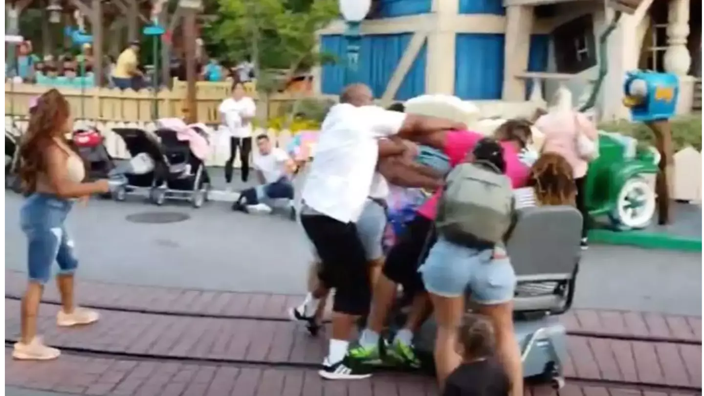 Shocking footage shows huge fight break out at Disneyland in California