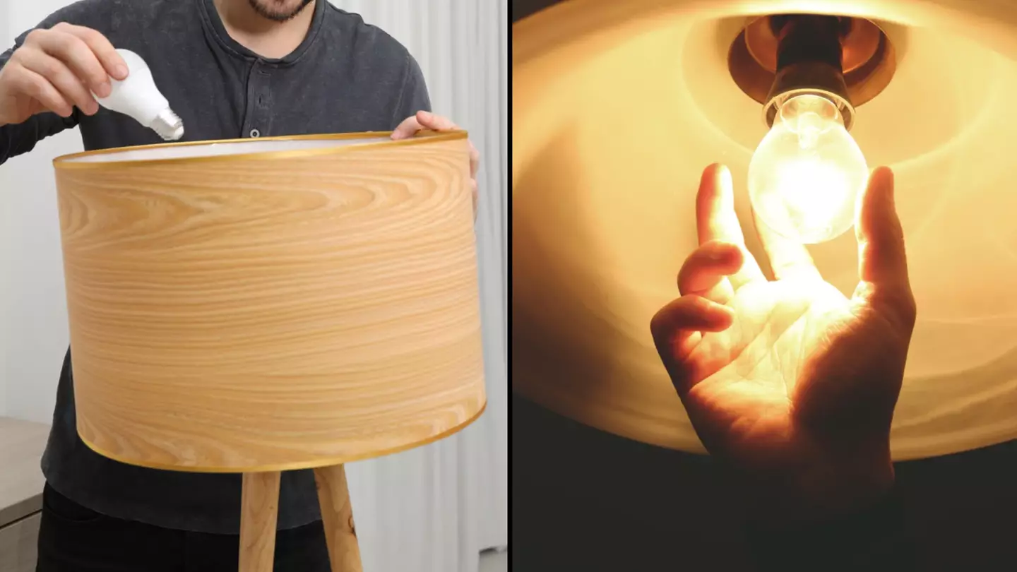 Dad uses just one lightbulb in whole house and takes it room to room to save money