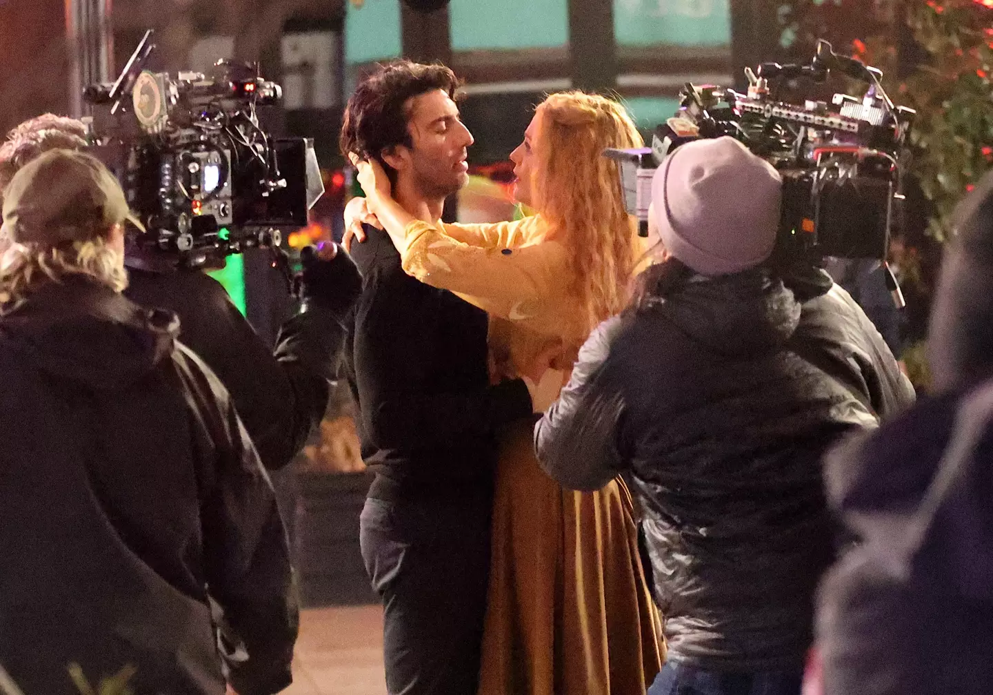 Justin Baldoni and Blake Lively on set for It Ends With Us (Jose Perez/Bauer-Griffin/GC Images)