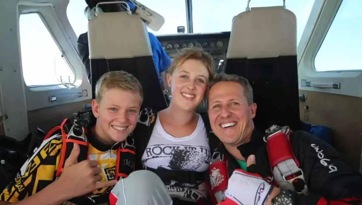 Schumacher's wife said she and their two kids are carrying on 'as a family' (Netflix)