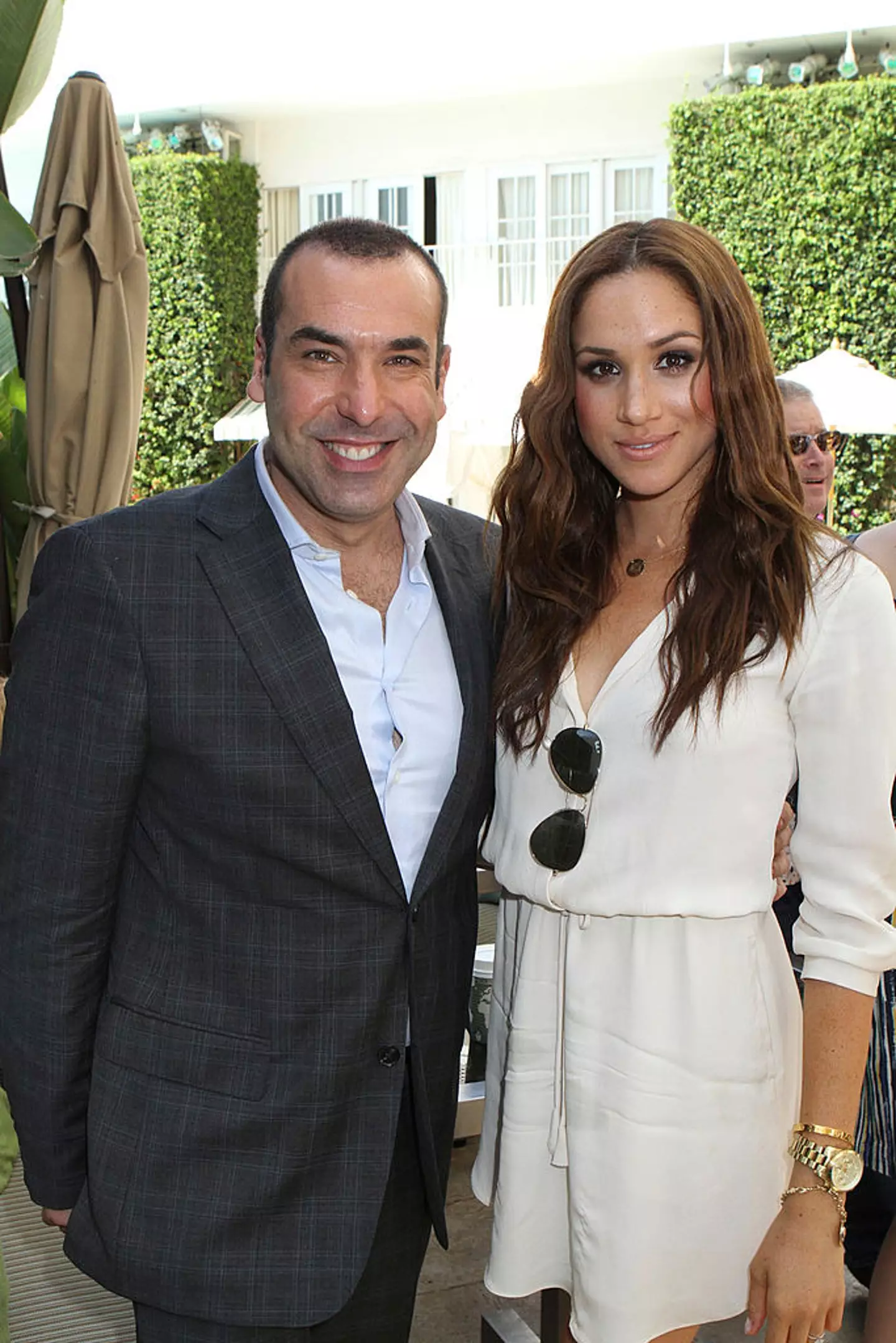 Rick Hoffman and Meghan Markle. (Evans Vestal Ward/NBCU Photo Bank/NBCUniversal via Getty Images)