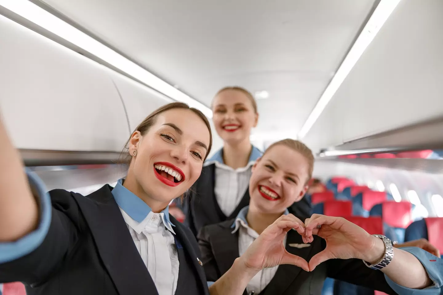 A former flight attendant of a major US airline has revealed why female cabin crew wear red lipstick (Getty Stock Images)