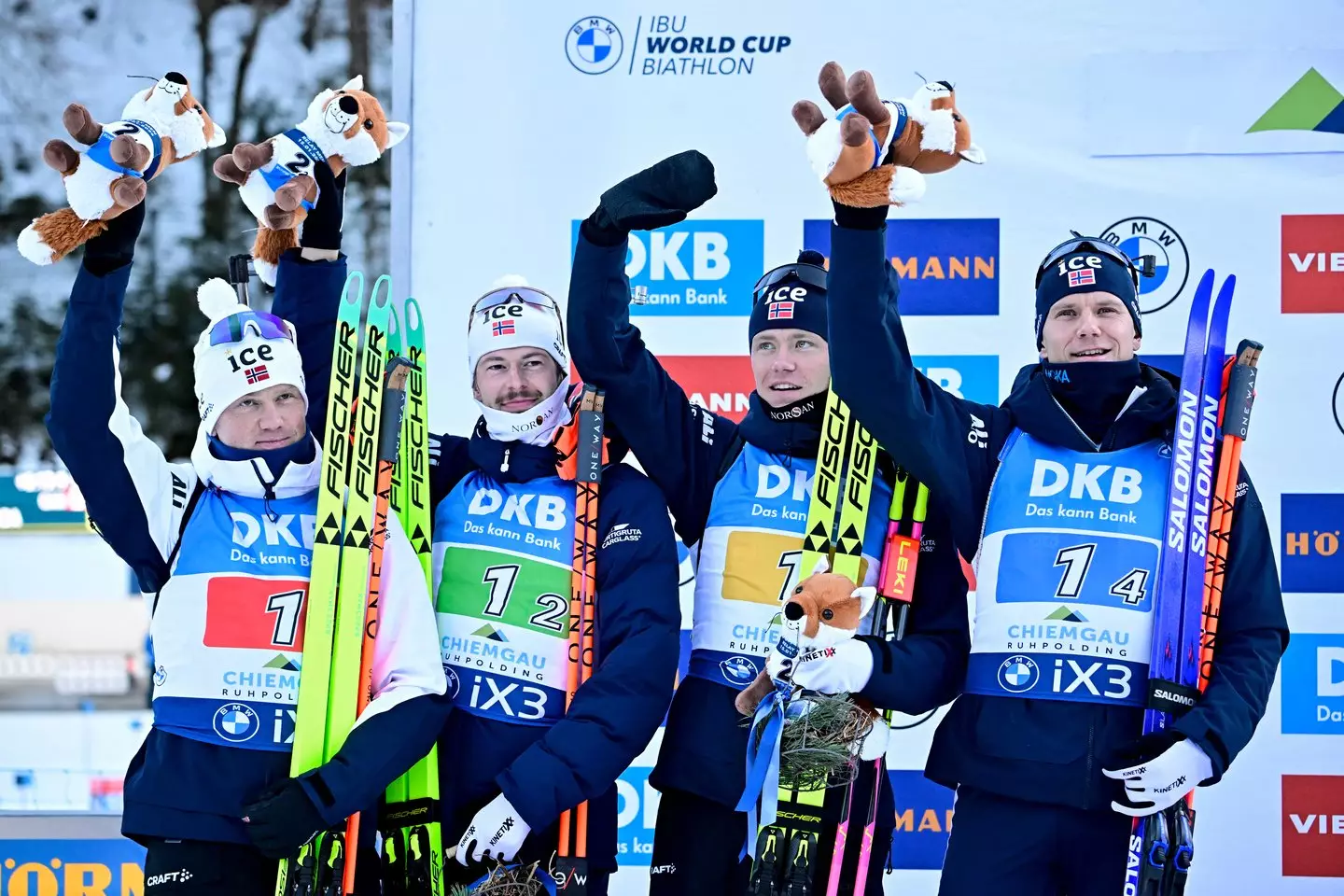 Johannes Dale-Skjedval seen alongside Lagreid, Martin Uldal and Vetle Sjastad Christiansen in January (Tobias SCHWARZ / AFP via Getty Images)