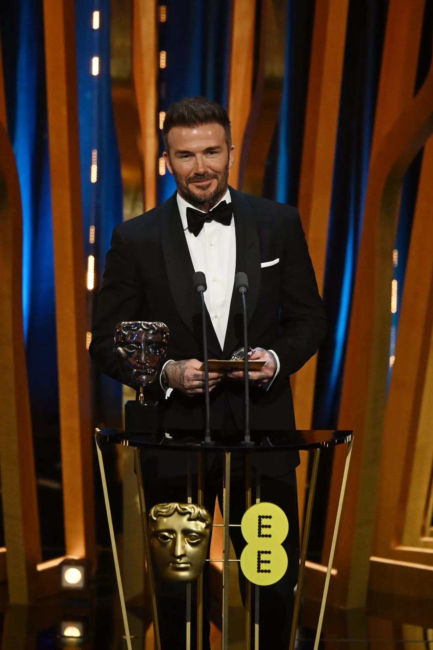 David Beckham was up to present an award at the Baftas, but some disliked his choice of wording.