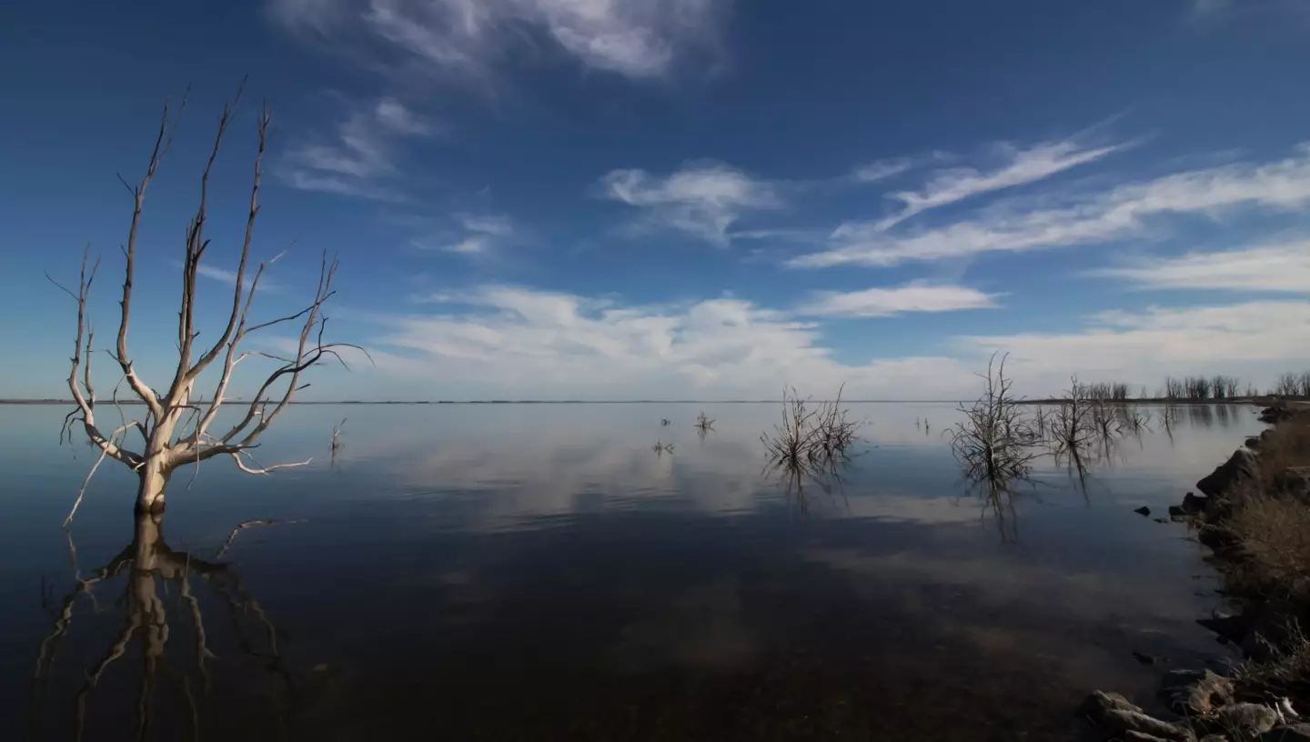 The former tourist village was completely submerged underwater.