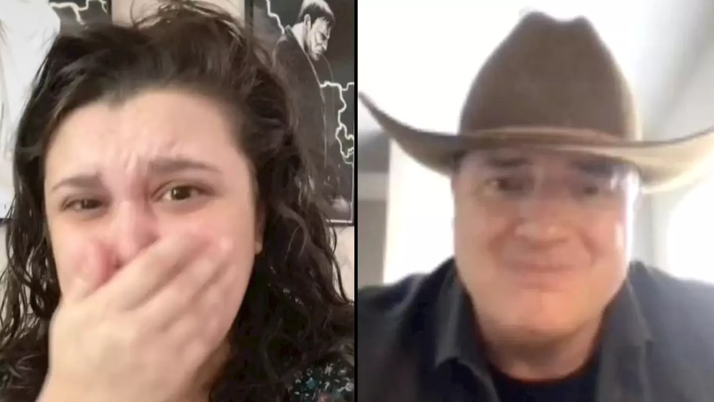 Woman who famously made Brendan Fraser tear up cries after finding out she's meeting hero in person