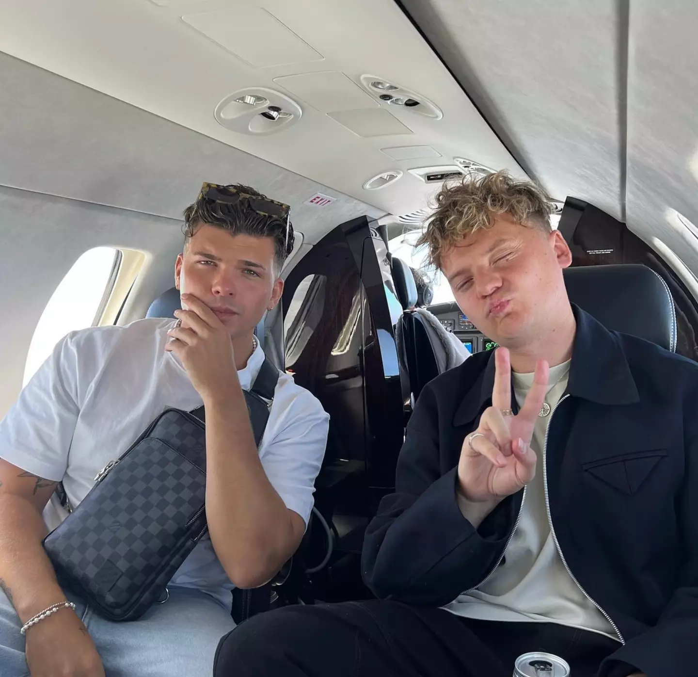 The Traitors winner seen on a private jet with Conor Maynard in an Instagram post.