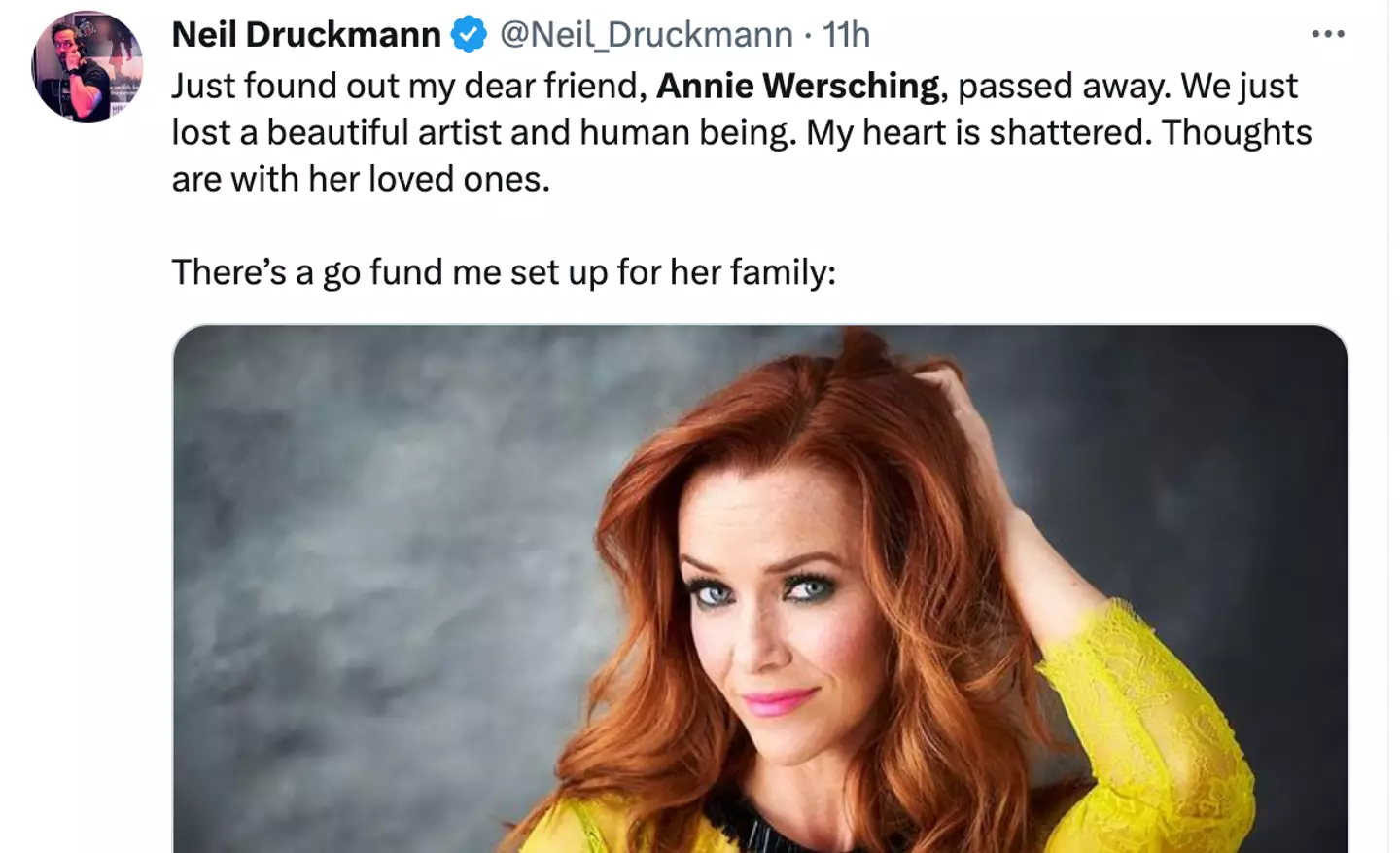 Annie passed away following a cancer diagnosis.