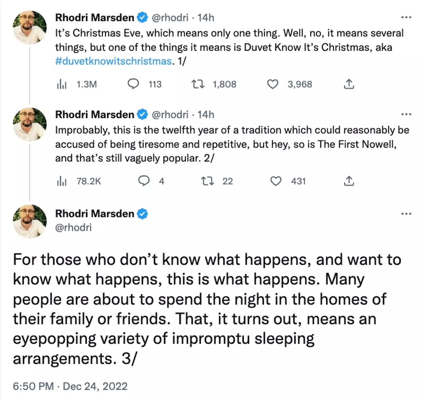 Rhodri Marsden gets the challenge going every year.