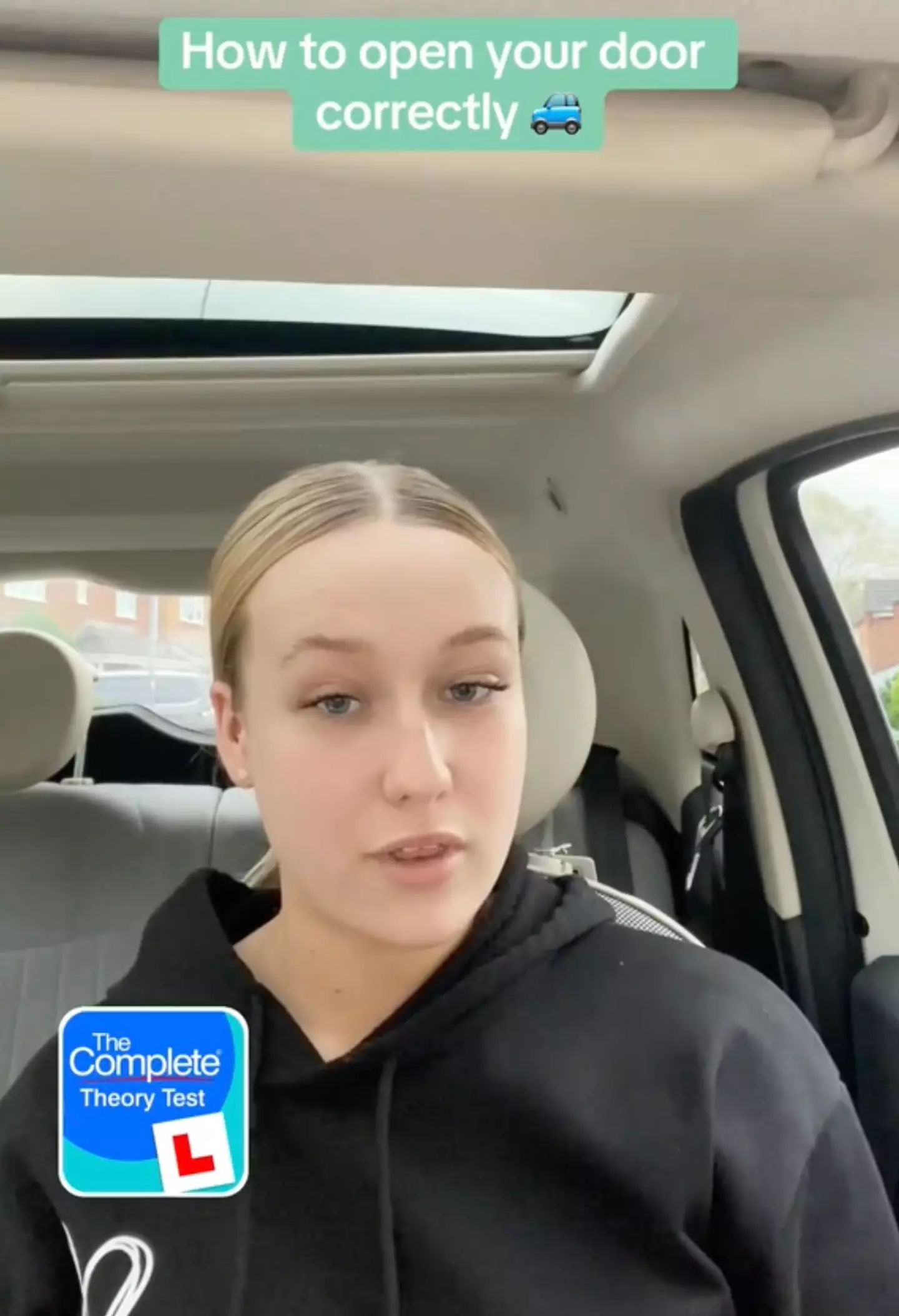 The driving instructor explained how to use the Dutch Reach Technique.