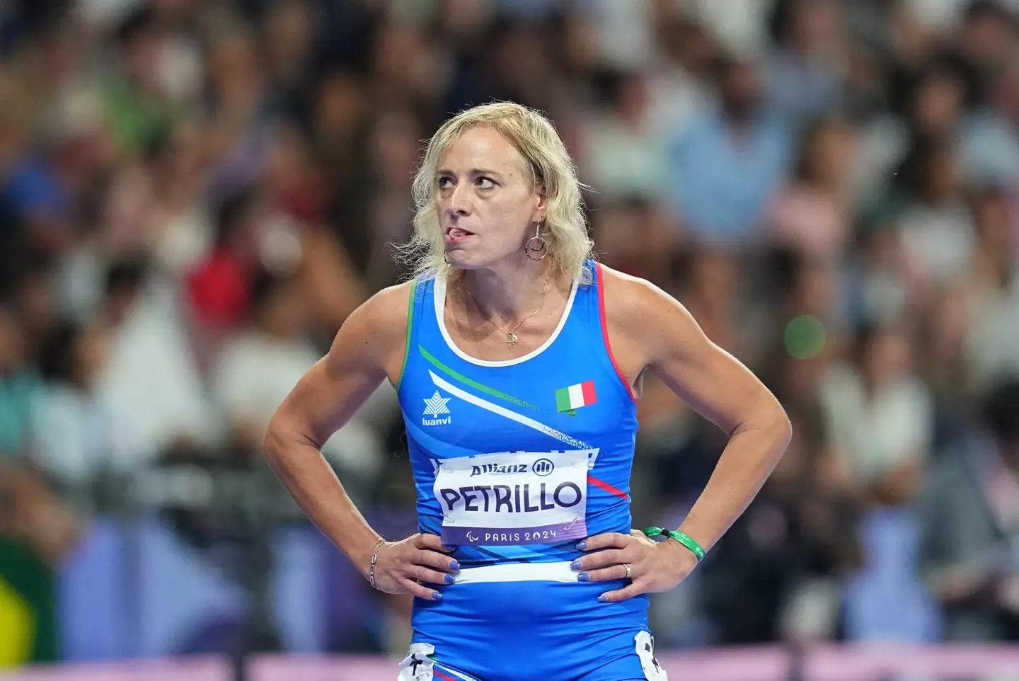 Petrillo after missing out on the women's T12 400m final (Ulrik Pedersen/NurPhoto via Getty Images)