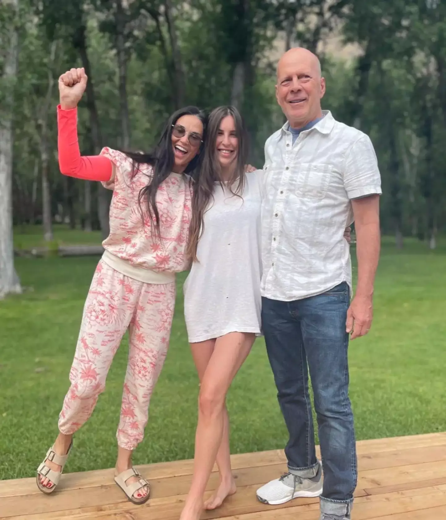 Demi Moore, Scout Willis and Bruce Willis.