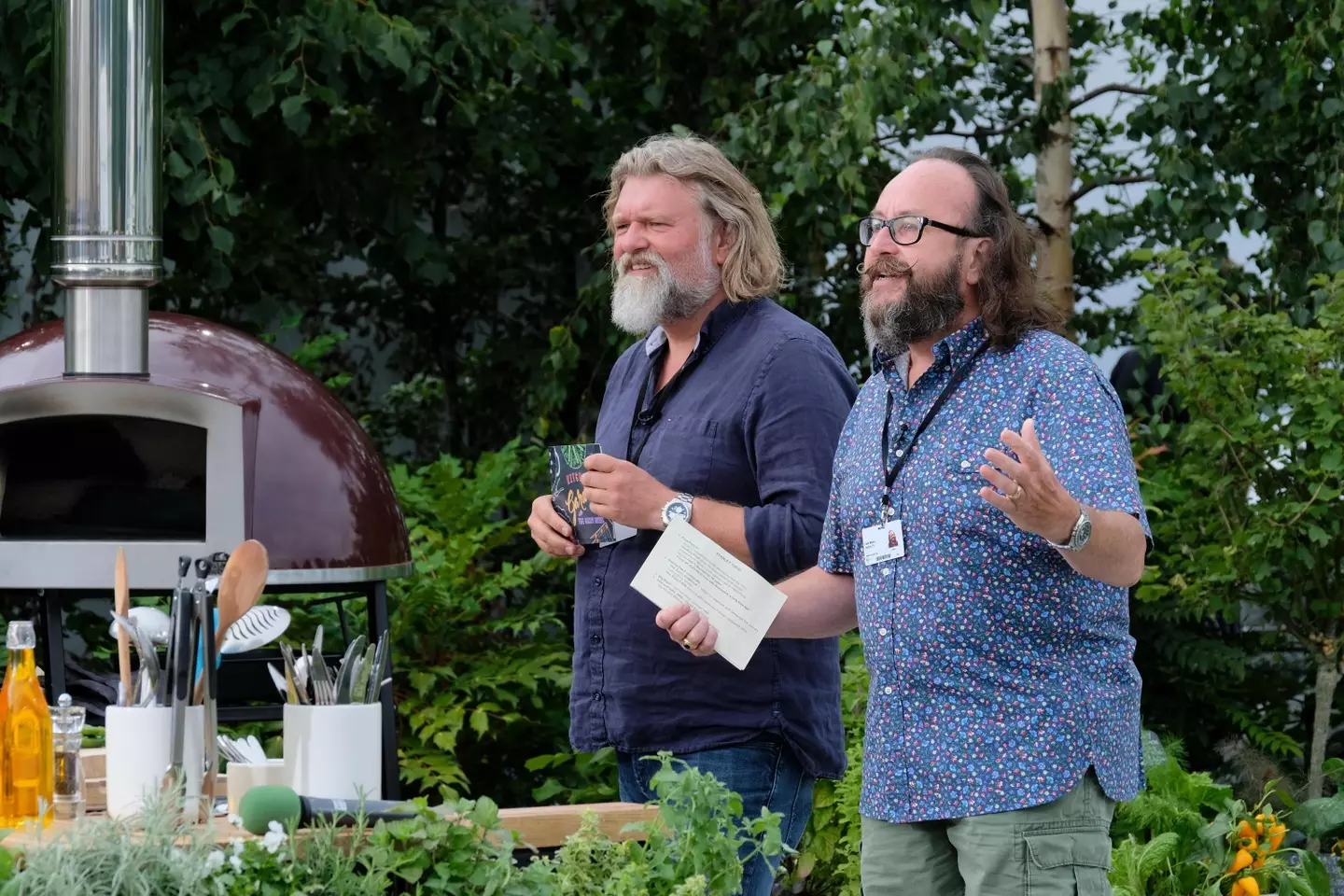 Si King (left) and Dave Myers at Kitchen Garden Live with the Hairy Bikers in 2017.