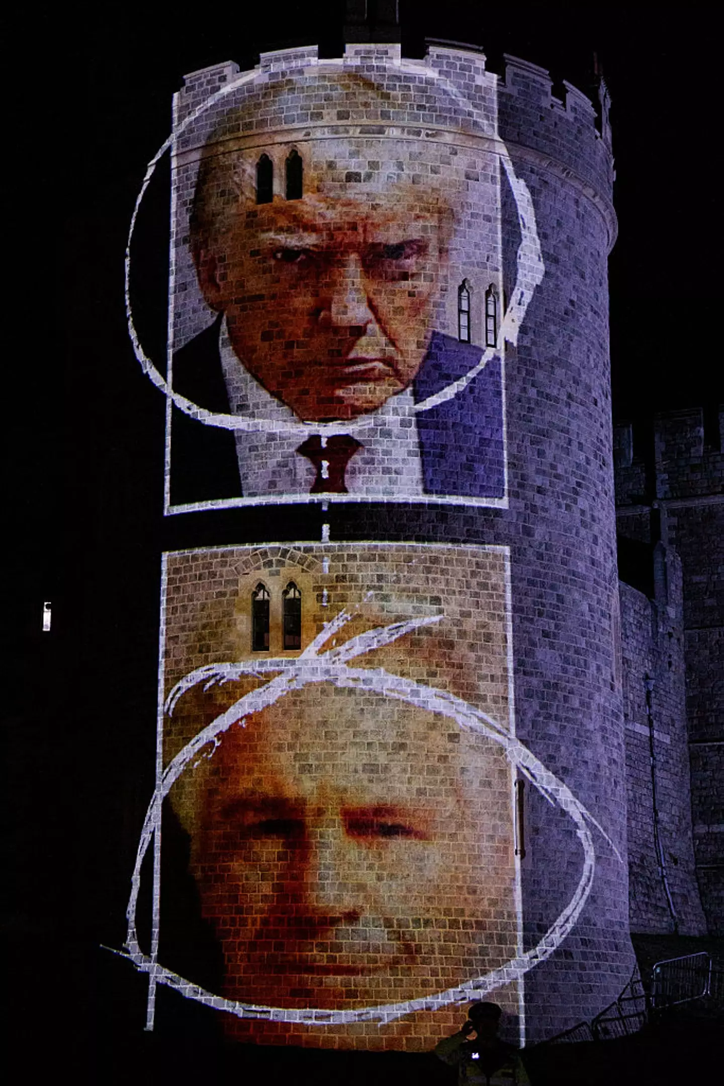The images were projected onto Windsor Castle, where Trump will visit (Mark Kerrison/In Pictures via Getty Images)
