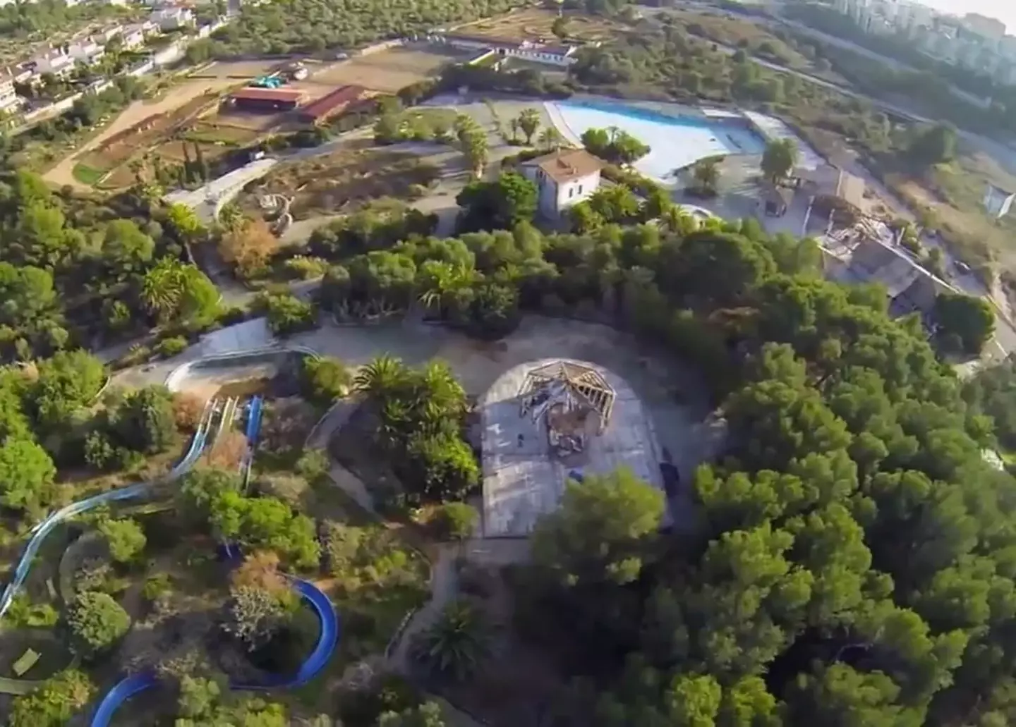 The spooky site is littered in graffiti and broken roofs.