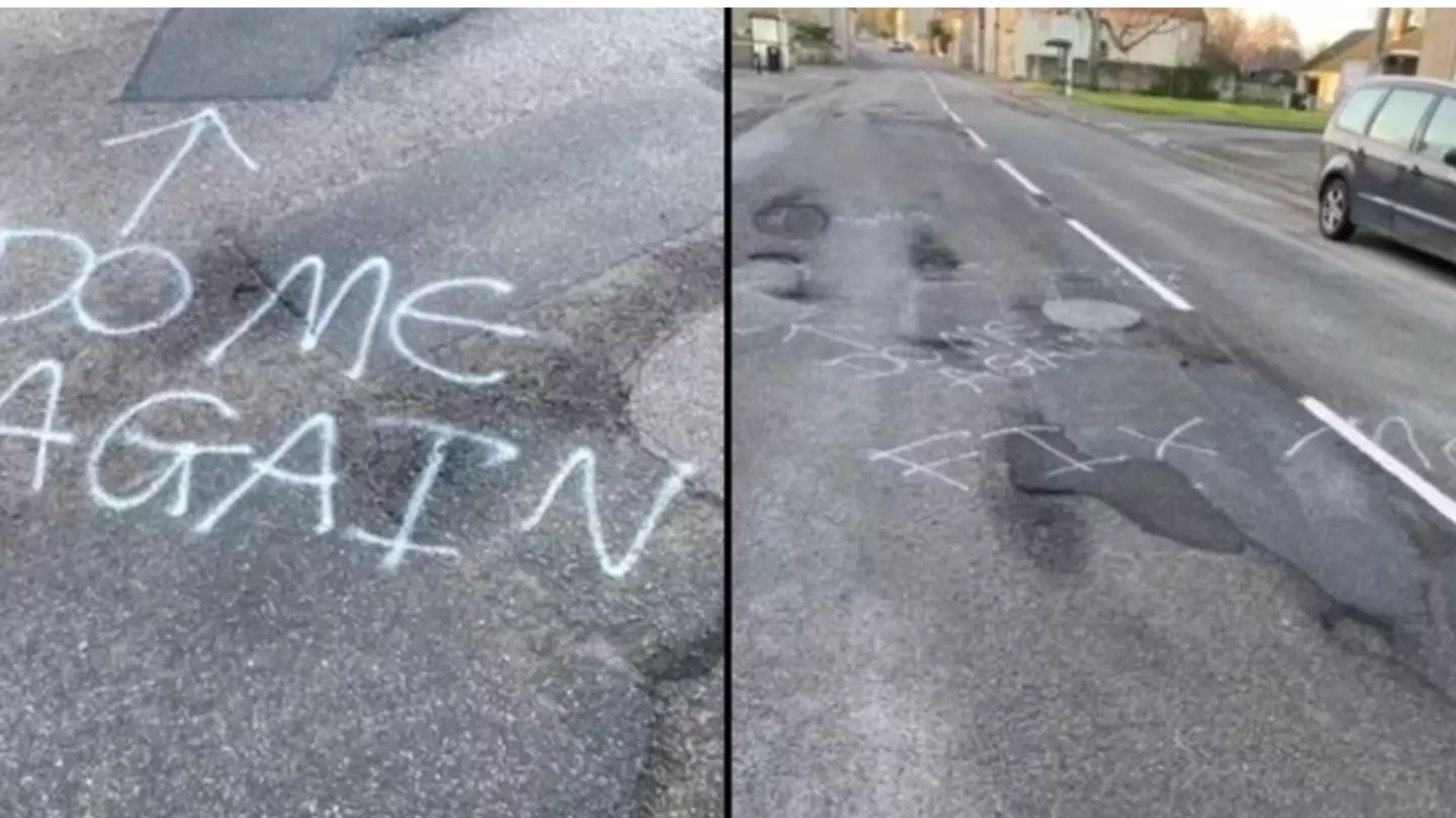 Residents find rude messages spray painted on their road but say they ‘find it funny’