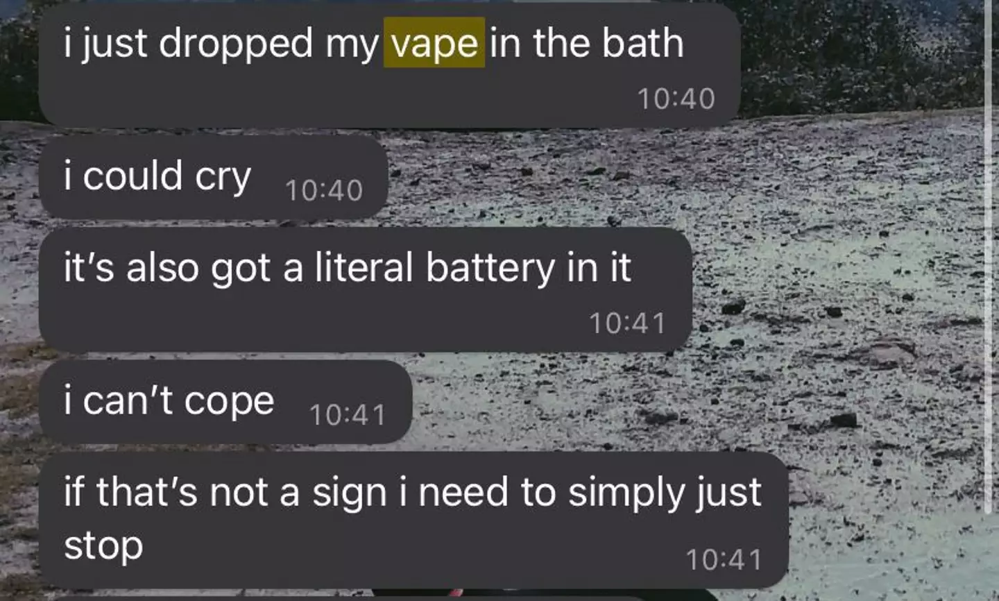Yes, this is a real text message exchange I sent. I was so addicted I nearly electrocuted myself in the bath because I couldn't go without for half an hour... what a saddo.