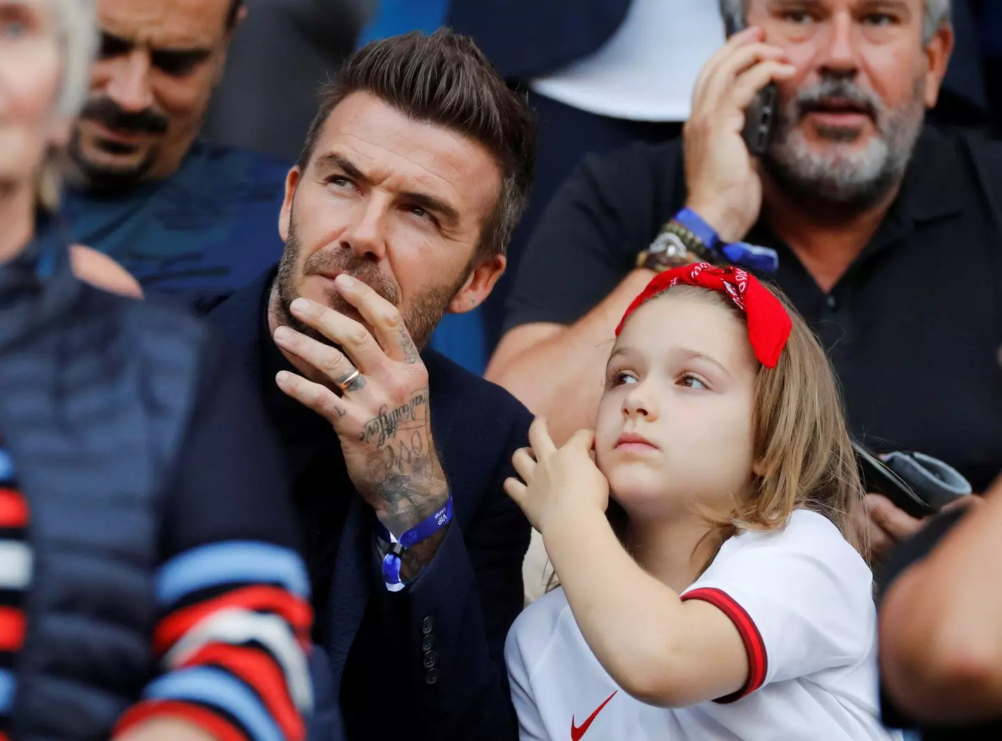 David Beckham and daughter Harper.