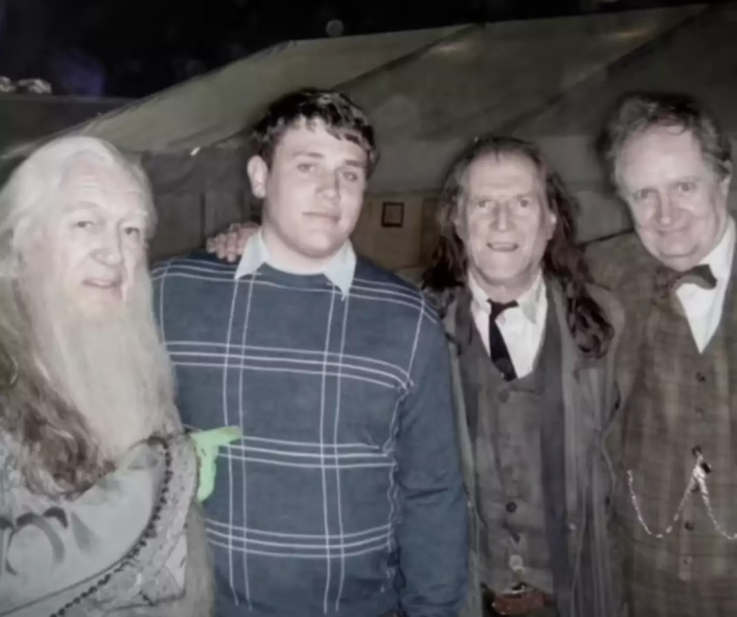 Rob Knox with other Harry Potter actors including Michael Gambon, David Bradley and Jim Broadbent