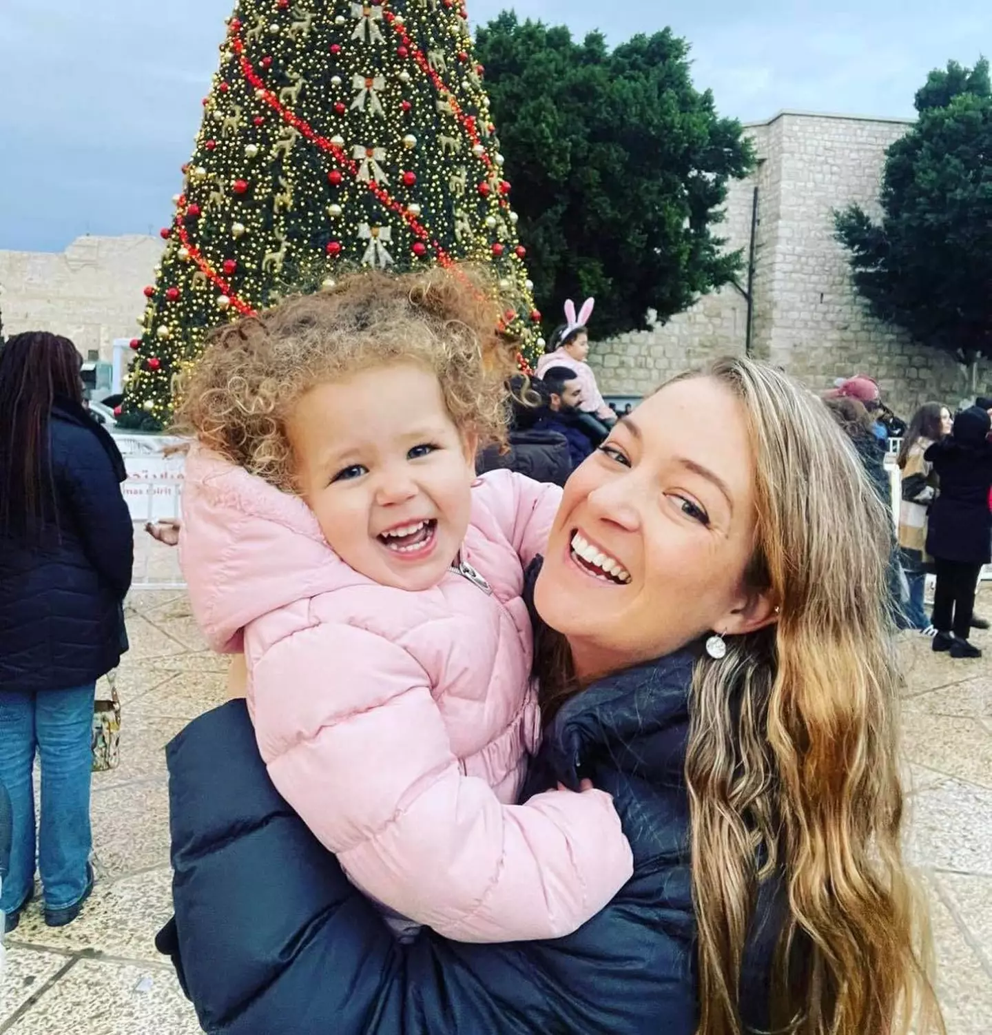 Ally and Aurelia at Christmas in Israel.