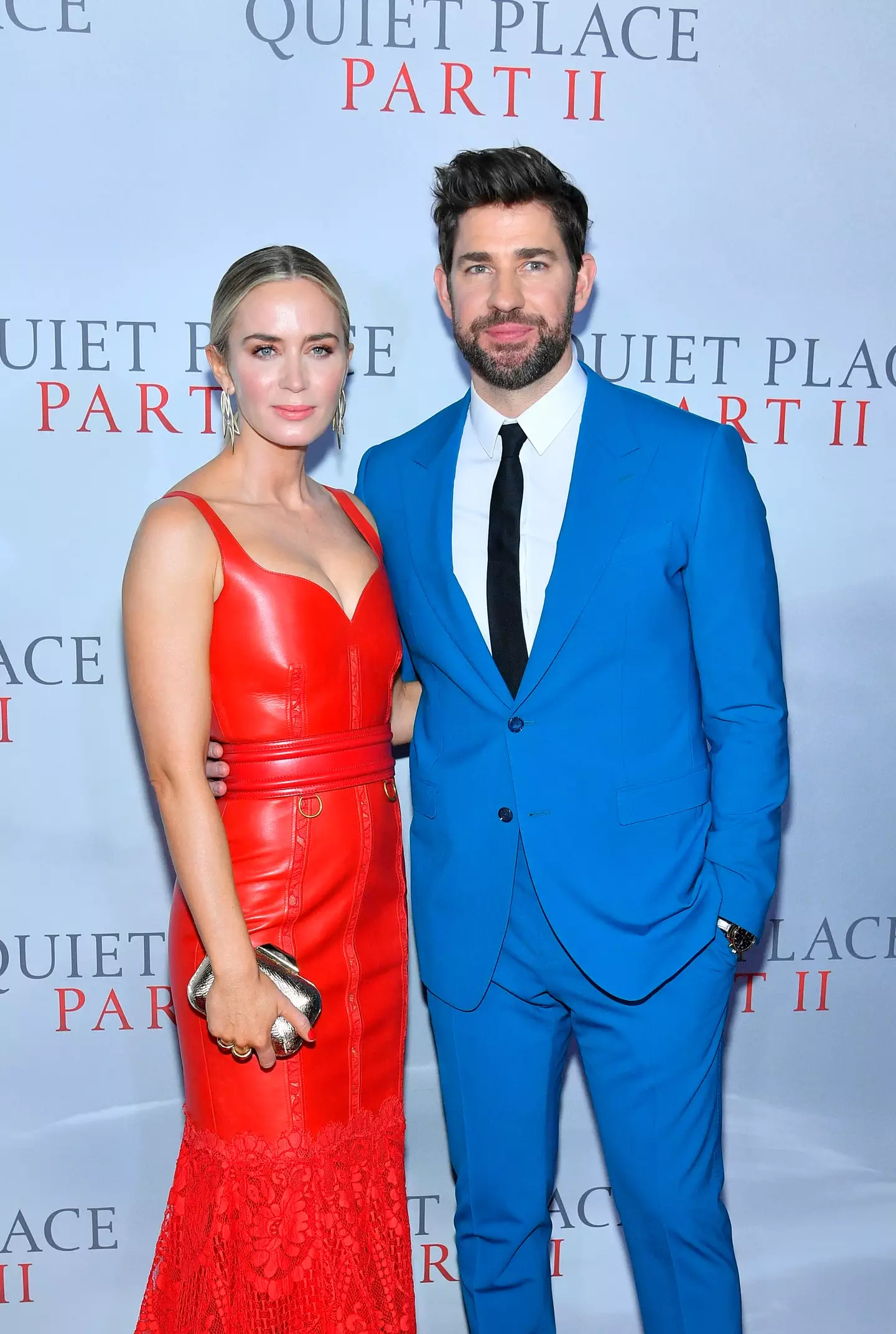 The actress, pictured with husband John Krasinski, has plans to make a movie about stuttering.