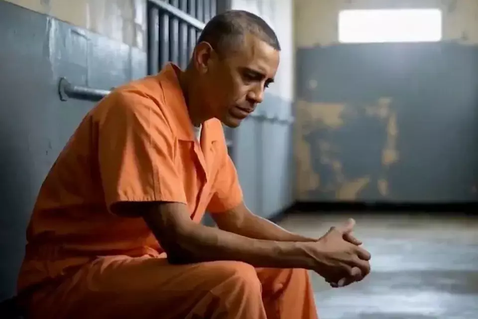 The deepfake video showed Obama being arrested and taken to prison (Truth Social/@realDonaldTrump)