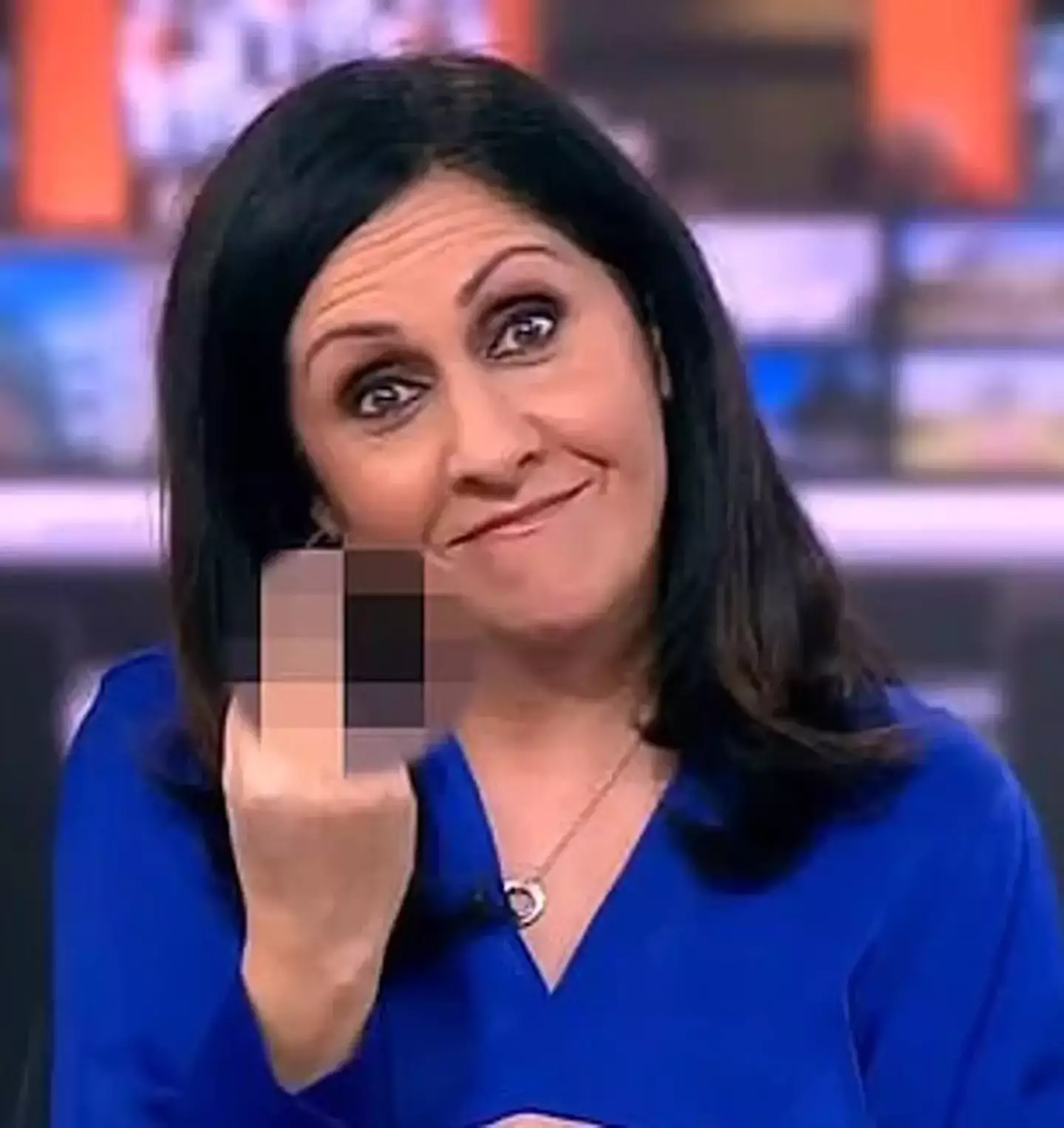 Maryam Moshiri went viral for unexpectedly flashing her middle finger live on-air.
