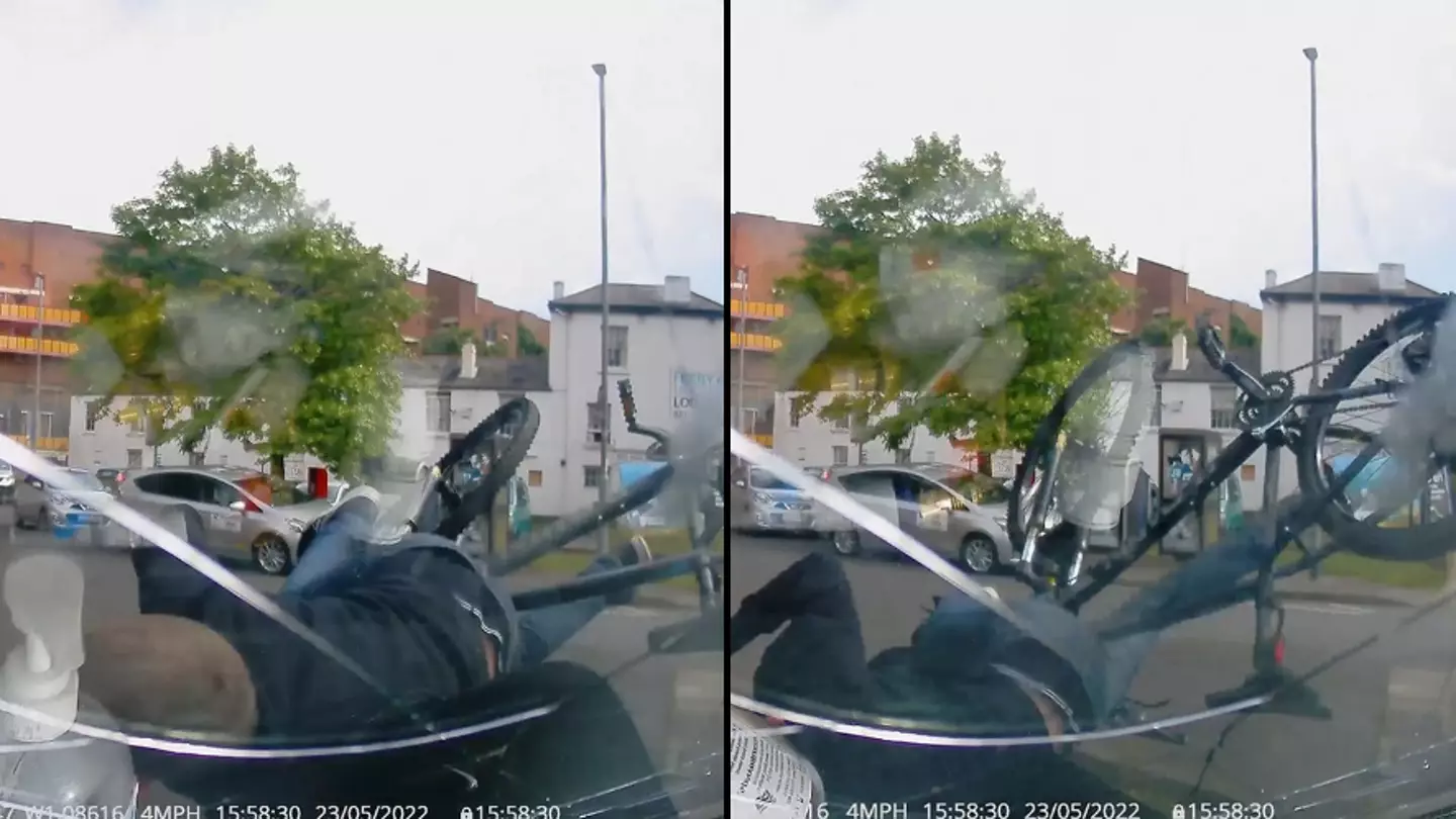 Driver Claims He's Not To Blame As He Captures Moment Cyclist Bounces Off Windscreen