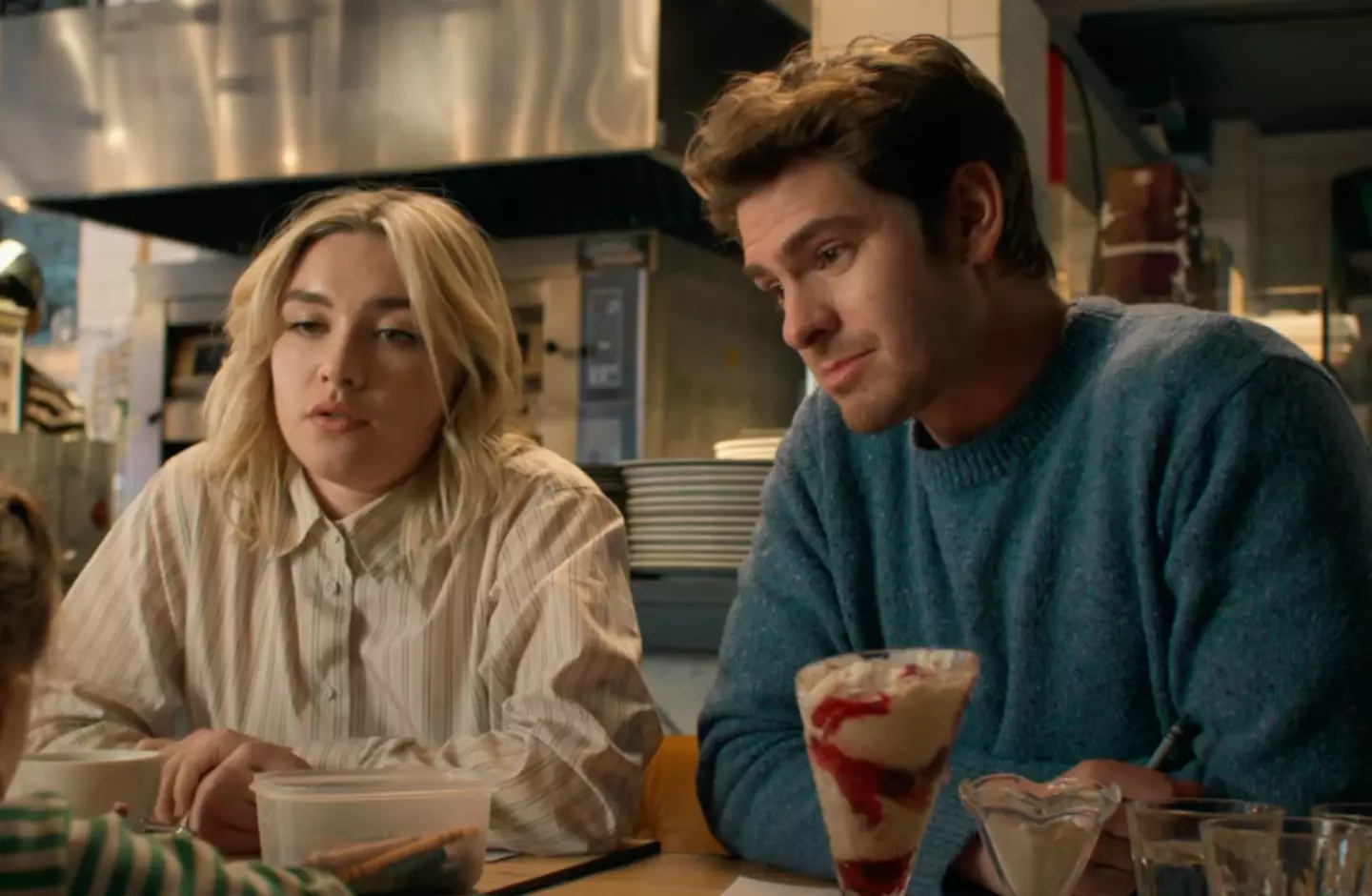 The movie stars Pugh and Garfield as Tobias and Almut (A24)