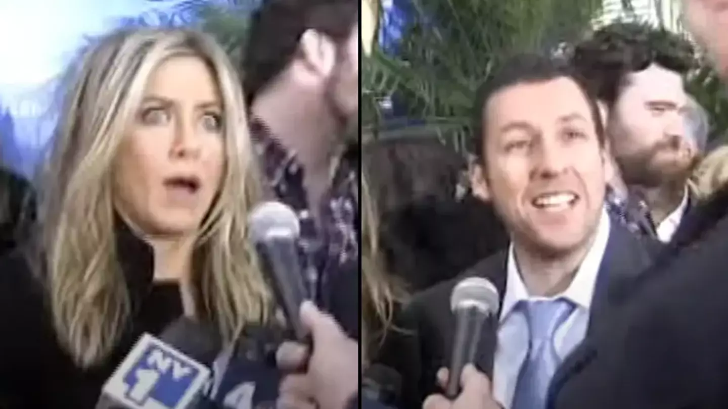 Adam Sandler and Jennifer Aniston had incredible reaction after being ‘scared’ by reporter