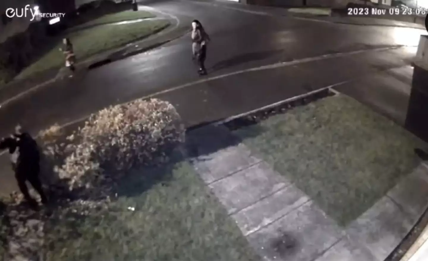 She then fell again as she tried to stumble to her feet.