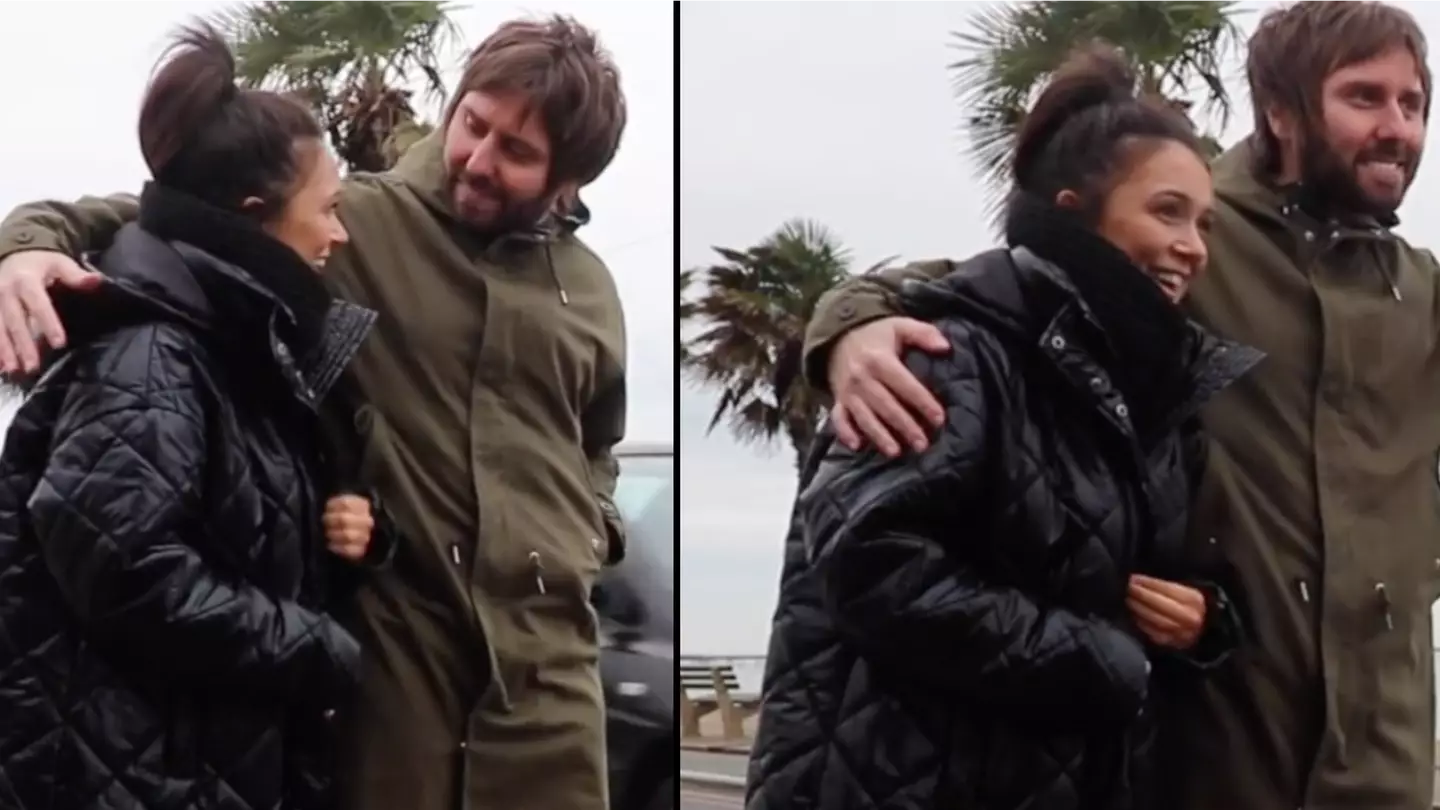 Inbetweeners star James Buckley stands by road with his wife before the inevitable happens