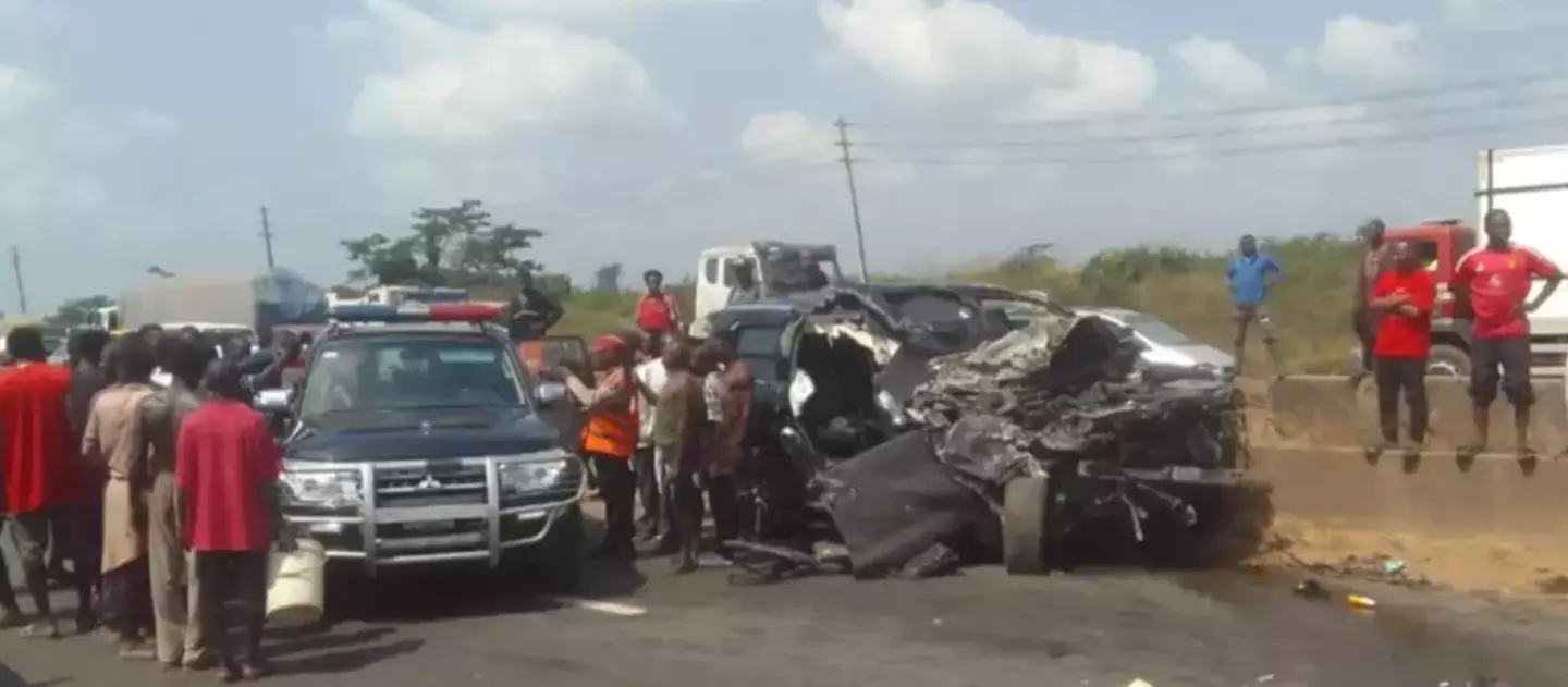 Photos of the car crash Joshua was involved in were recently released (X/Federal Road Safety Corps)