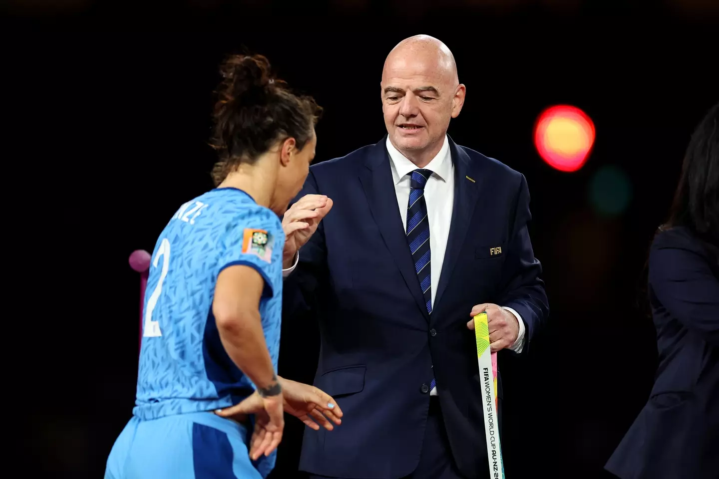 Fans spotted an awkward moment between Lucy Bronze and Gianni Infantino.