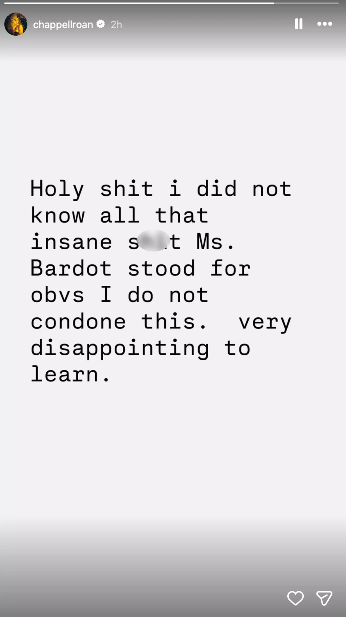 Roan retracted her tribute to Bardot after learning her controversial beliefs (Instagram/Chappell Roan)