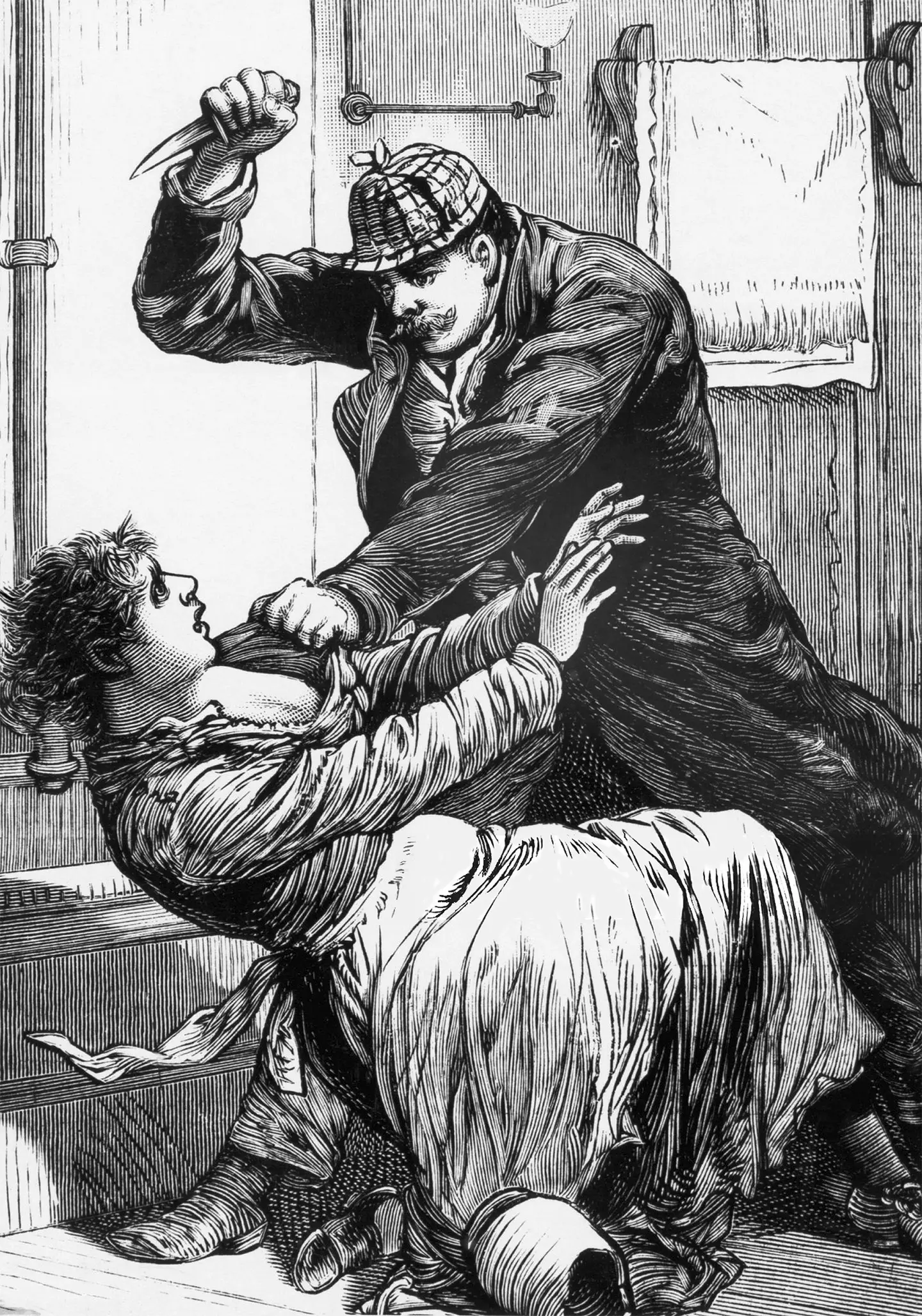 Illustration from the National Police Gazette in February 1889 titled 'Another Victim of Jack the Ripper'.