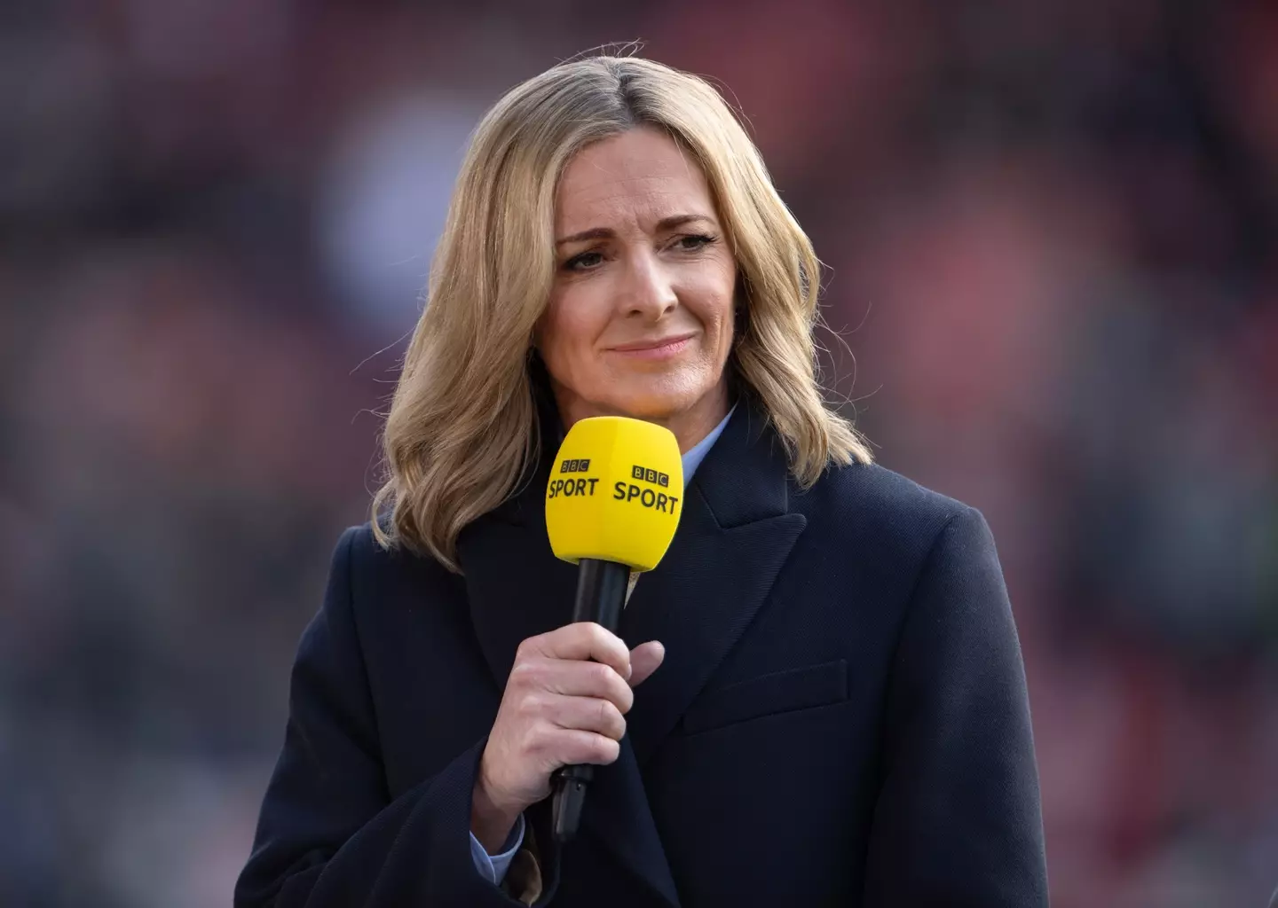 Presenter Gabby Logan was not convinced the bell was actually chiming. (Visionhaus/Getty Images)